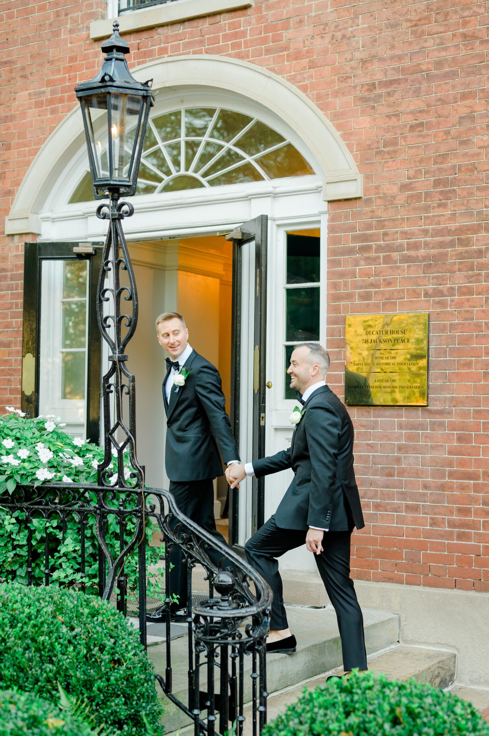 Newlywed portraits at the Decatur House in Washington, D.C. photographed by Cait Kramer Photography