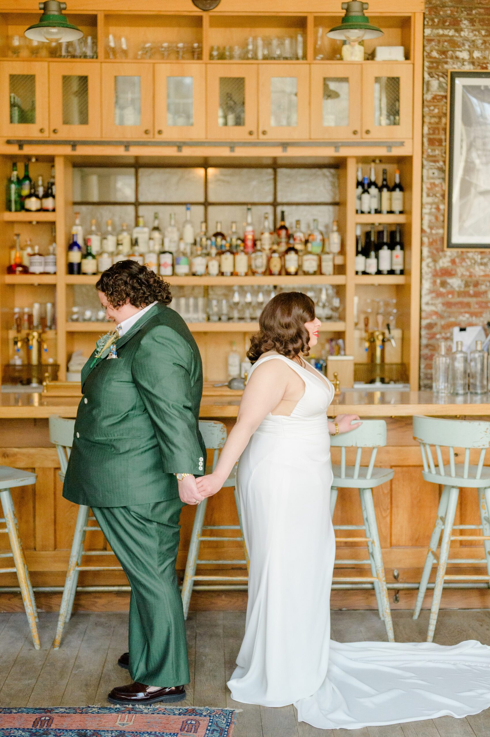 First look portraits at Woodberry Kitchen wedding photographed by Baltimore Wedding Photographer Cait Kramer