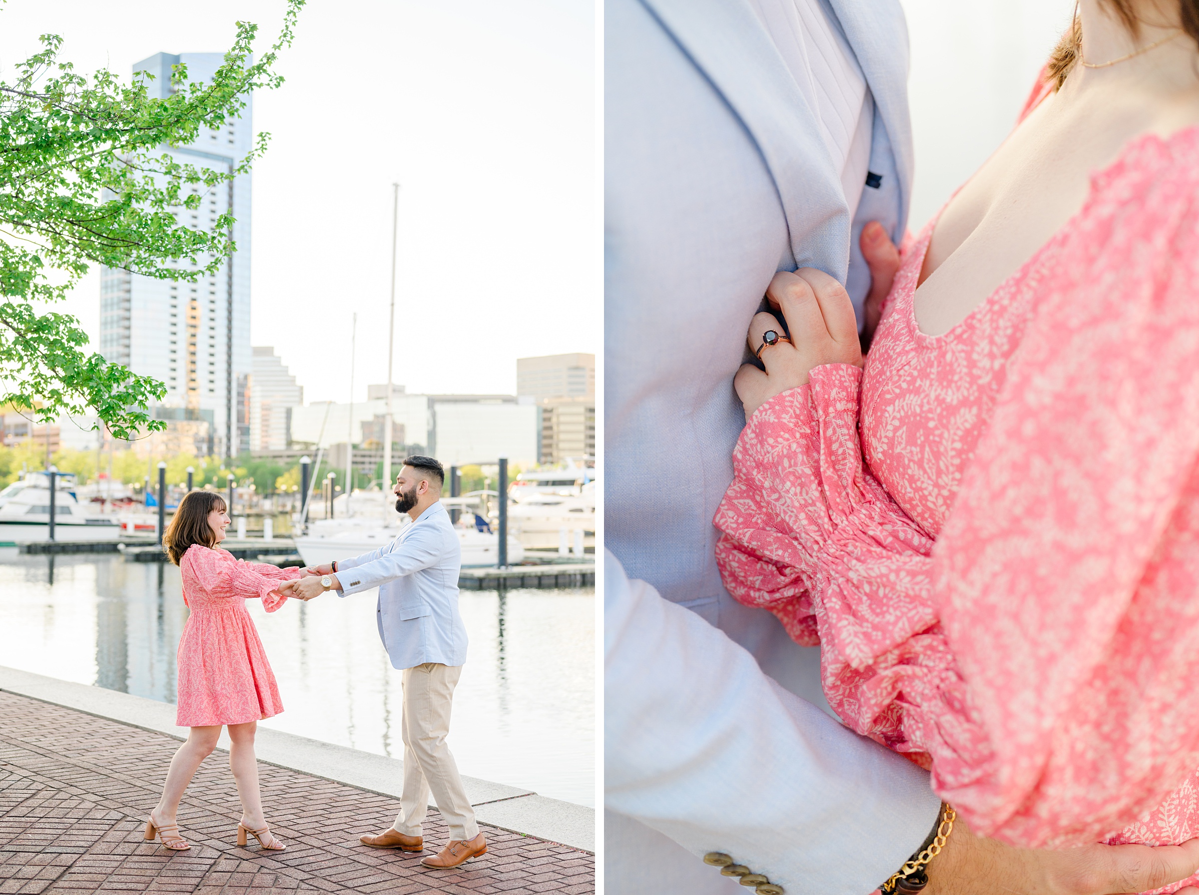 Federal Hill and Inner Harbor Engagement Photos photographed by Baltimore Wedding Photographer Cait Kramer.