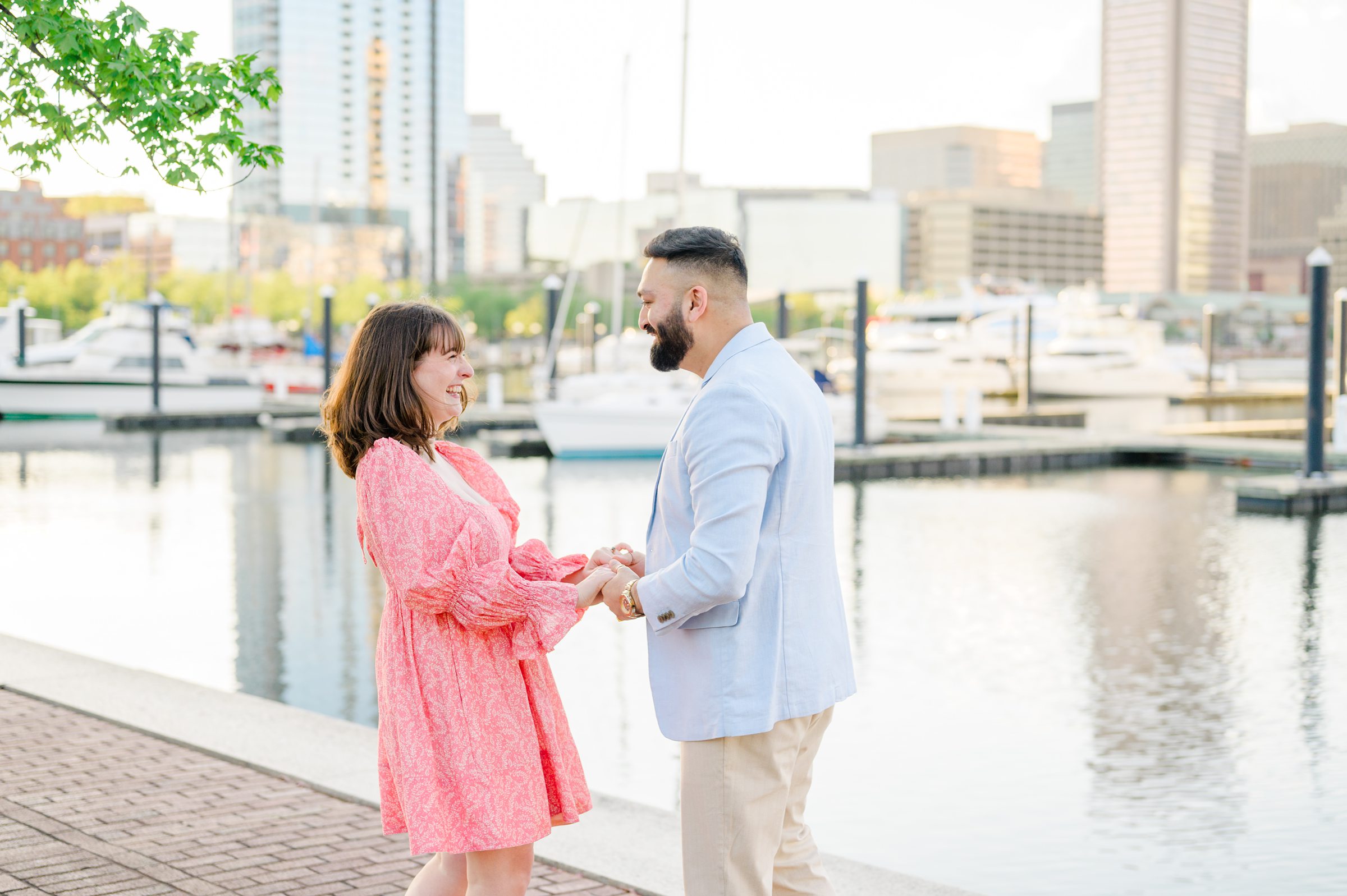 Federal Hill and Inner Harbor Engagement Photos photographed by Baltimore Wedding Photographer Cait Kramer.