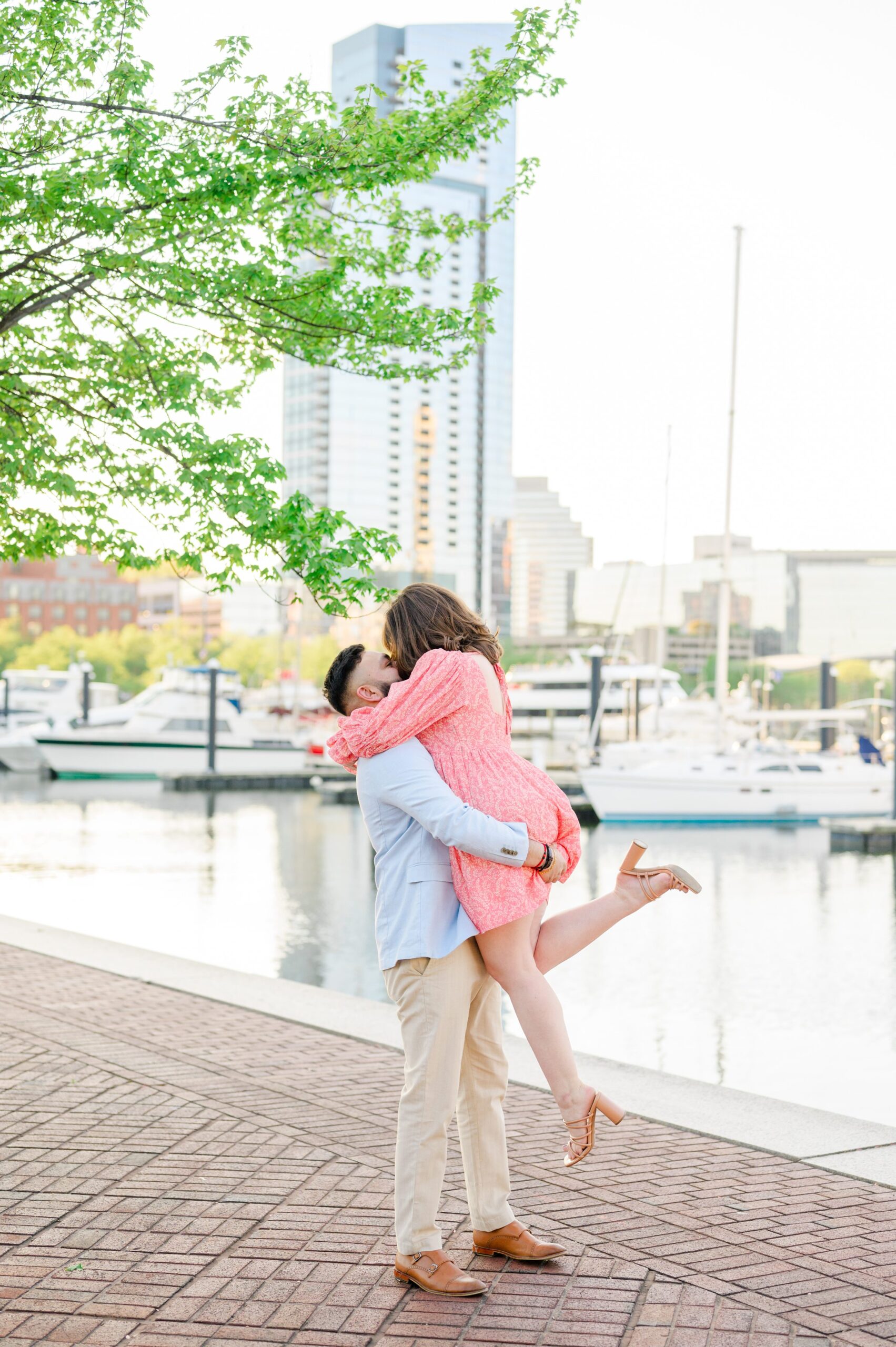 Federal Hill and Inner Harbor Engagement Photos photographed by Baltimore Wedding Photographer Cait Kramer.