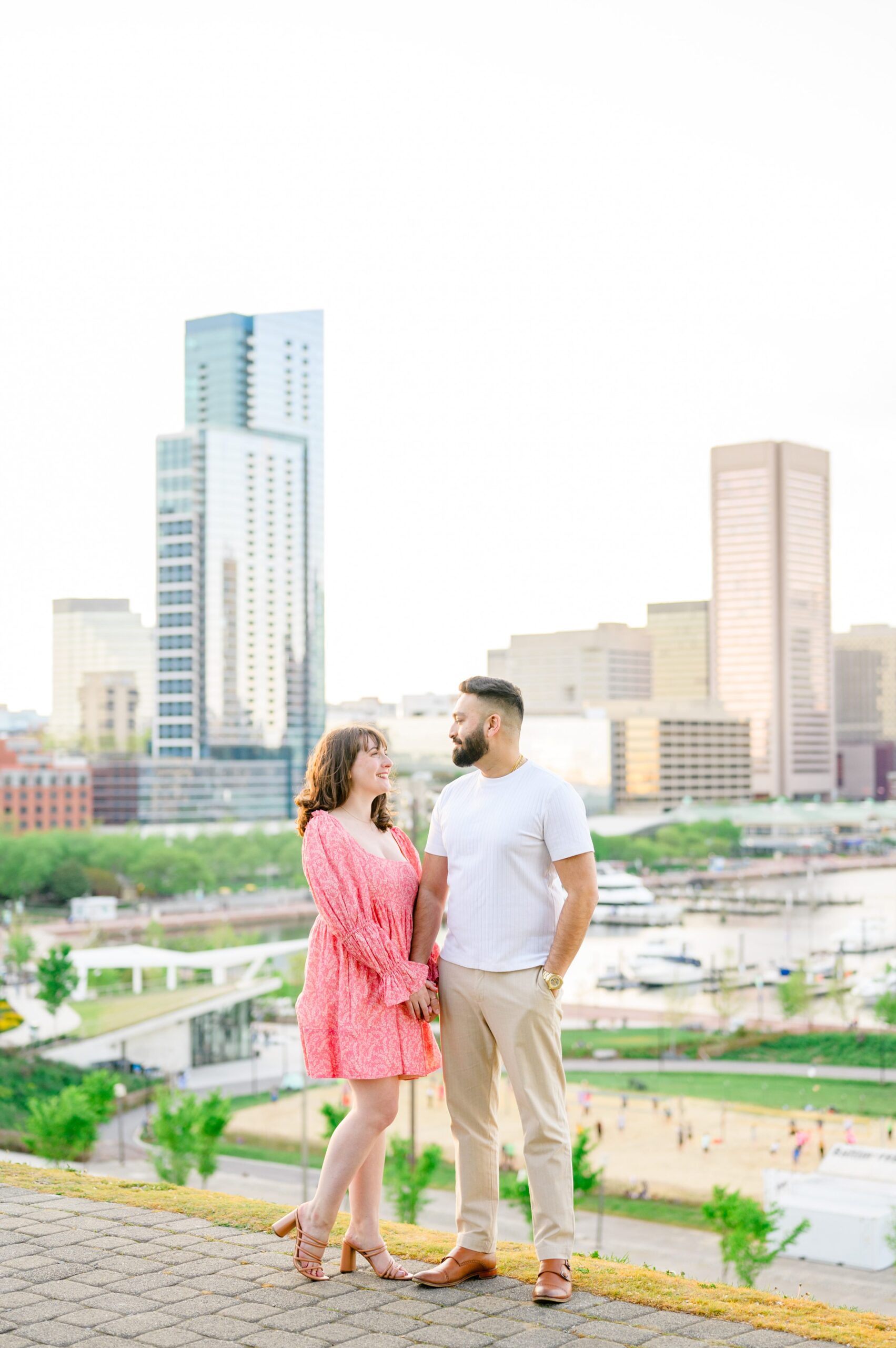 Federal Hill and Inner Harbor Engagement Photos photographed by Baltimore Wedding Photographer Cait Kramer.