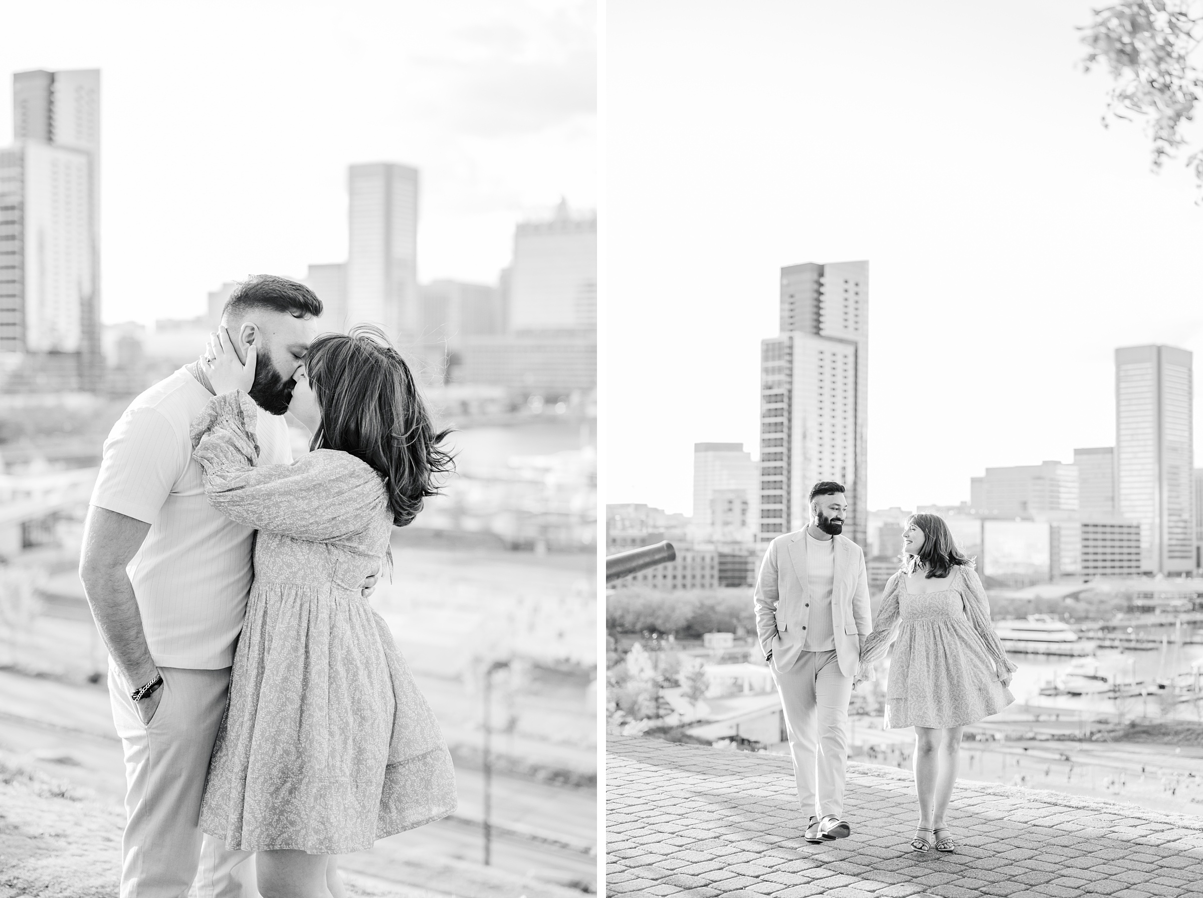 Federal Hill and Inner Harbor Engagement Photos photographed by Baltimore Wedding Photographer Cait Kramer.