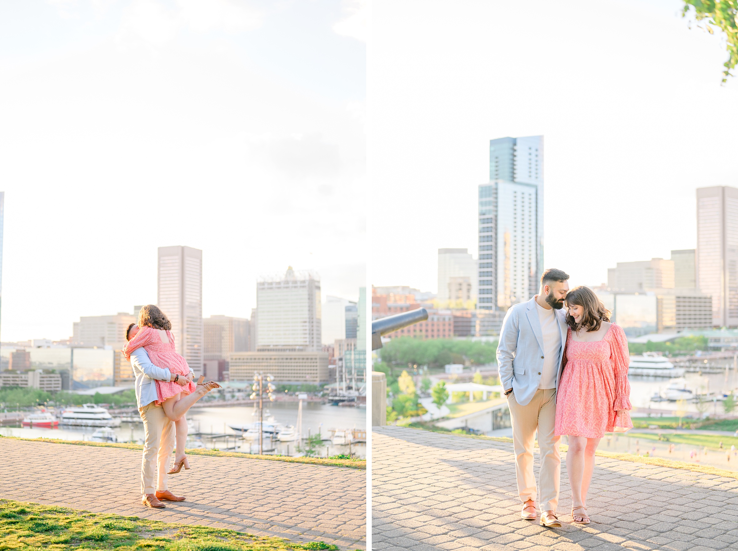 Federal Hill and Inner Harbor Engagement Photos photographed by Baltimore Wedding Photographer Cait Kramer.
