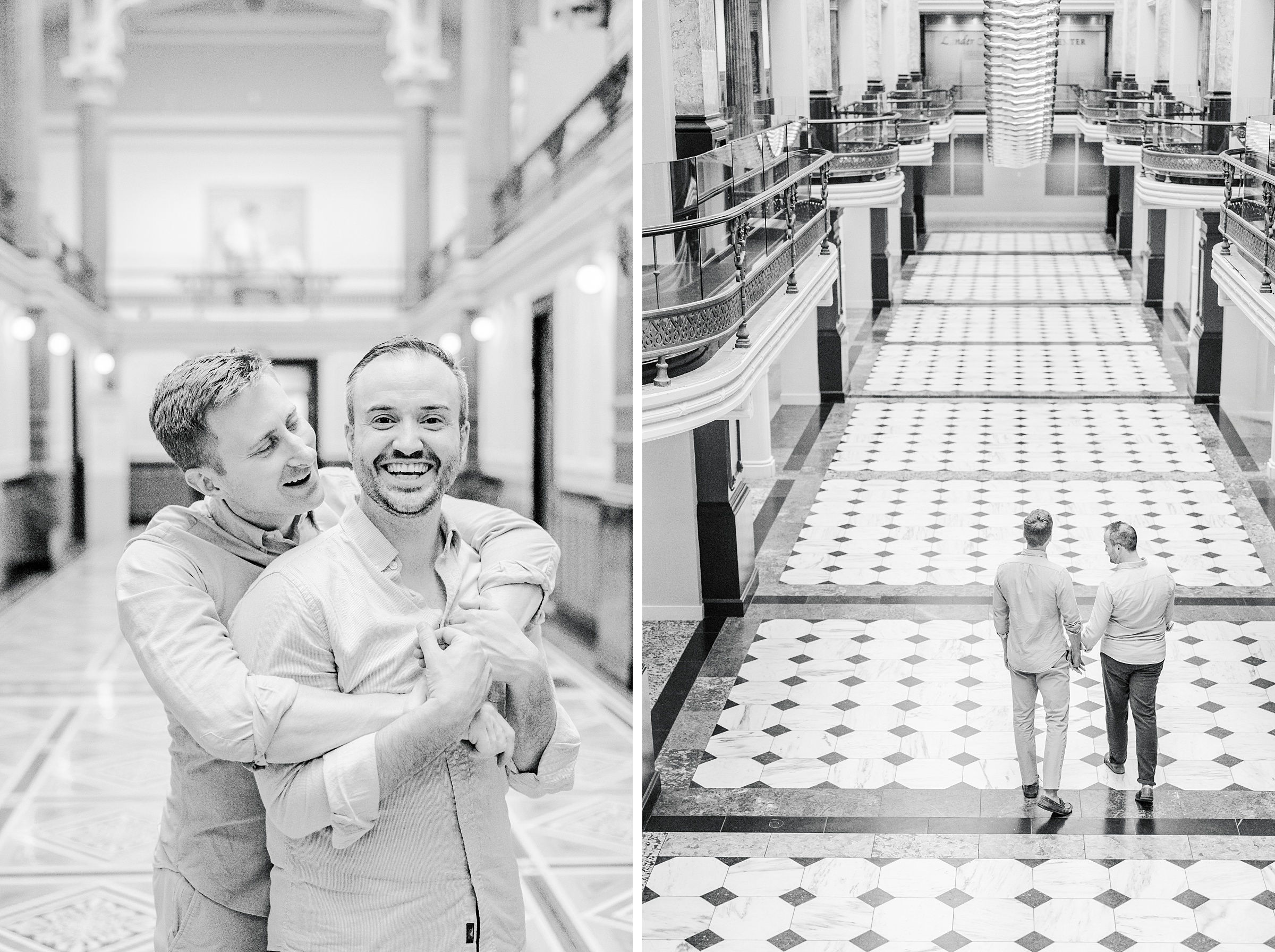 Same Sex Engagement Session at The National Portrait Gallery photographed by Baltimore Wedding Photographer Cait Kramer