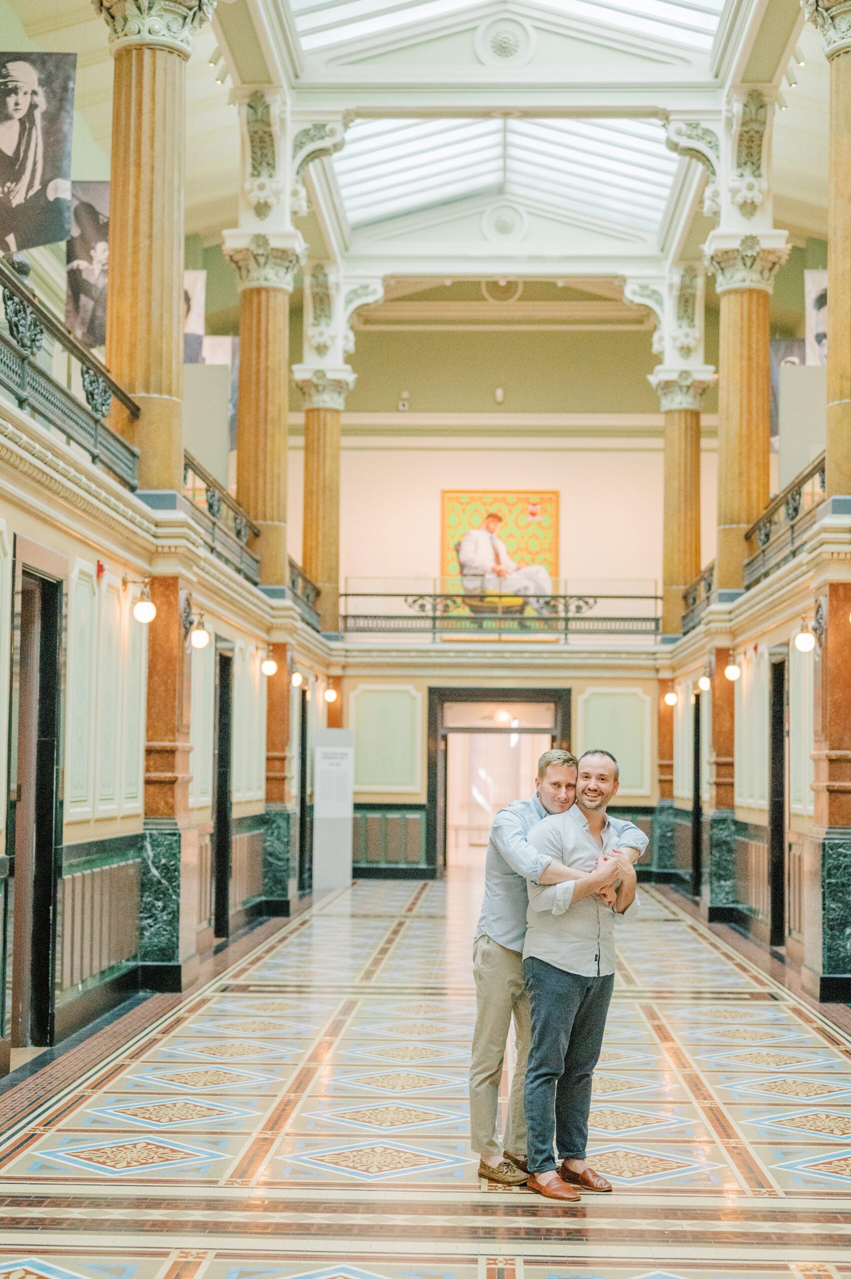 Same Sex Engagement Session at The National Portrait Gallery photographed by Baltimore Wedding Photographer Cait Kramer