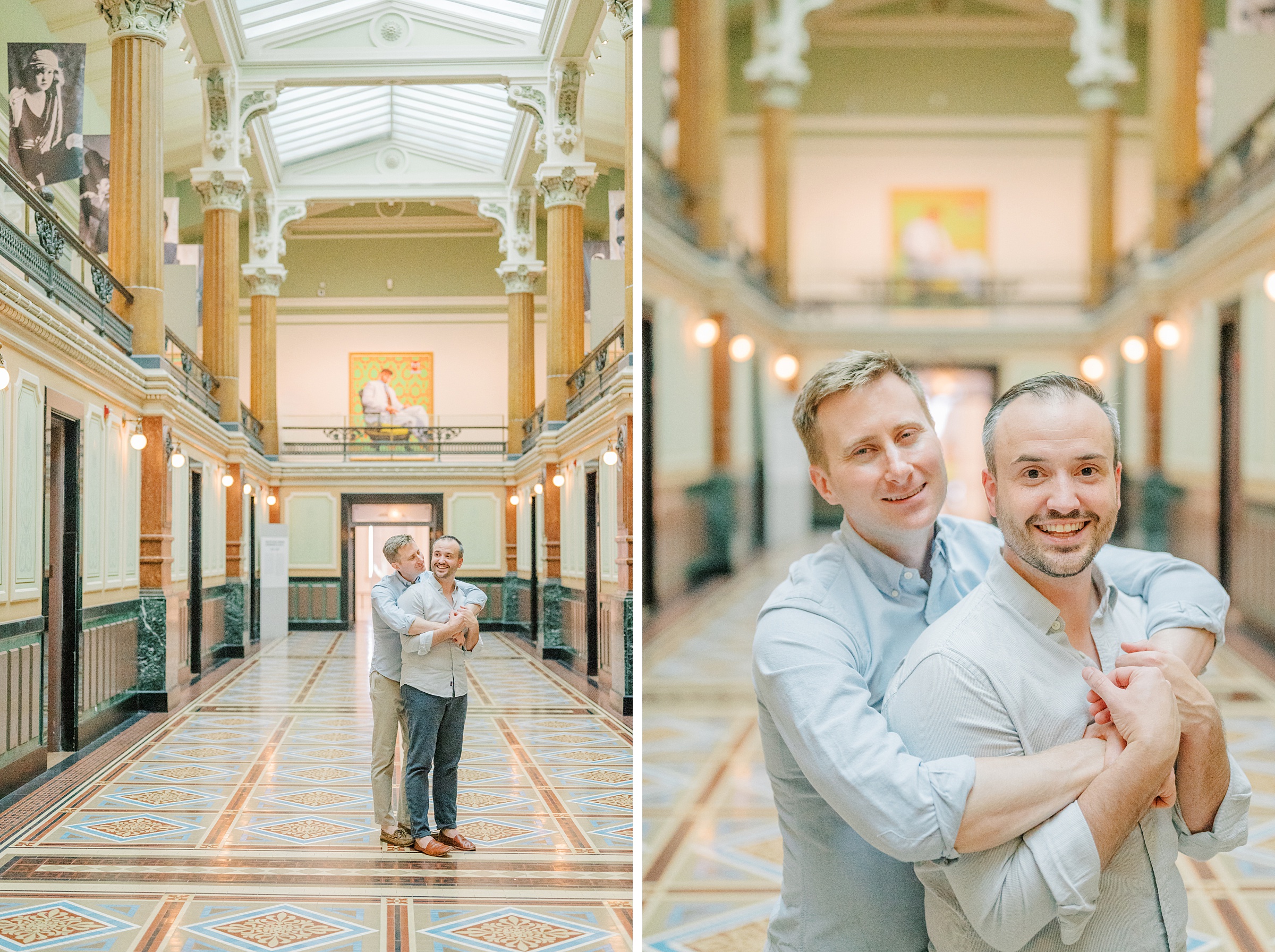 Same Sex Engagement Session at The National Portrait Gallery photographed by Baltimore Wedding Photographer Cait Kramer