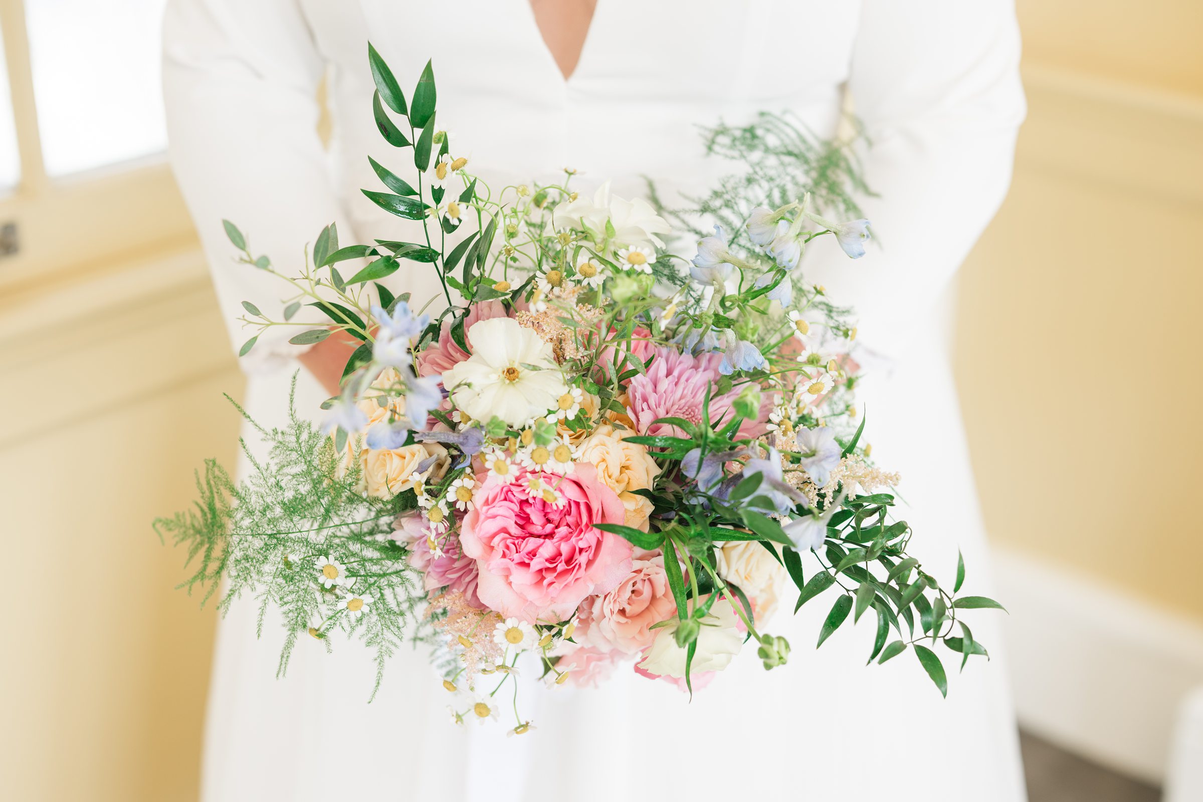 Colorful Bridal Bouquet at Maryland Zoo wedding photographed by Baltimore Wedding Photographer Cait Kramer.