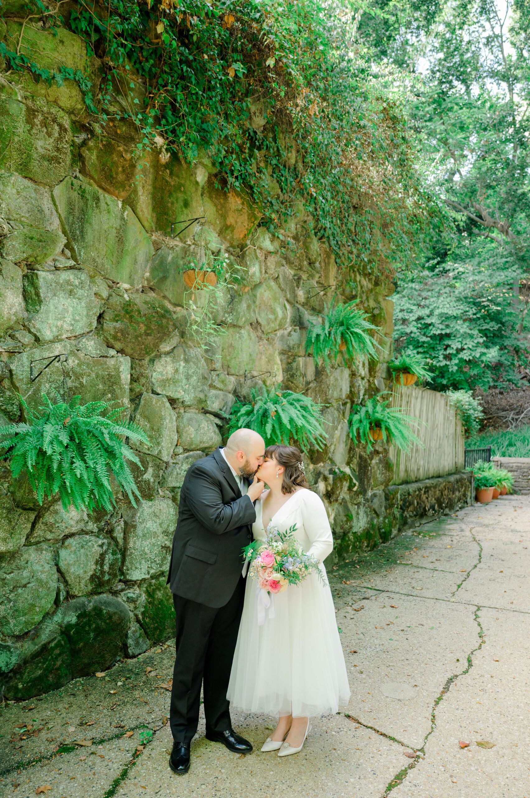 Bride and Groom's first look at Maryland Zoo wedding photographed by Baltimore Wedding Photographer Cait Kramer.