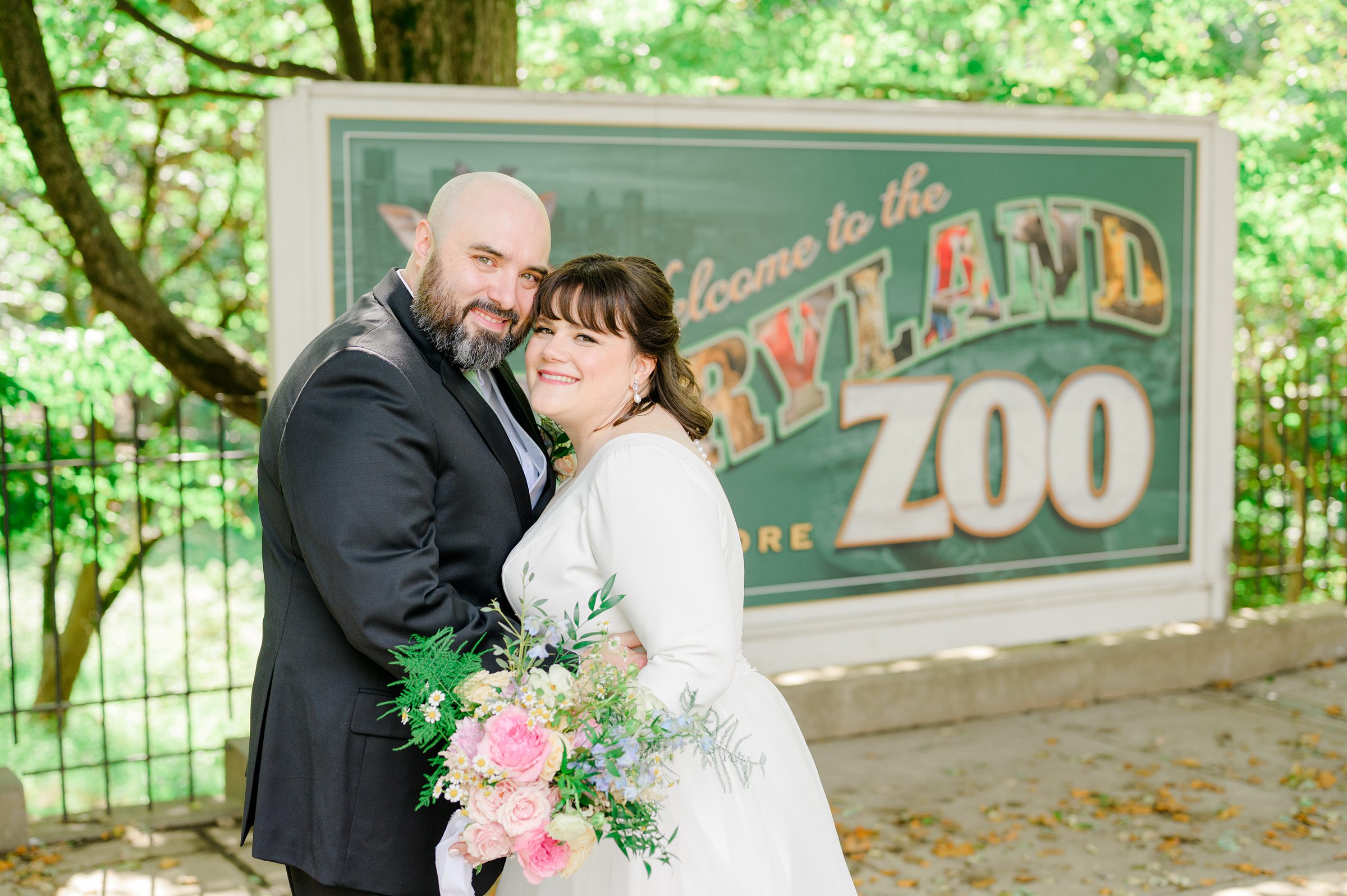 Bride and Groom portraits at Maryland Zoo wedding photographed by Baltimore Wedding Photographer Cait Kramer.