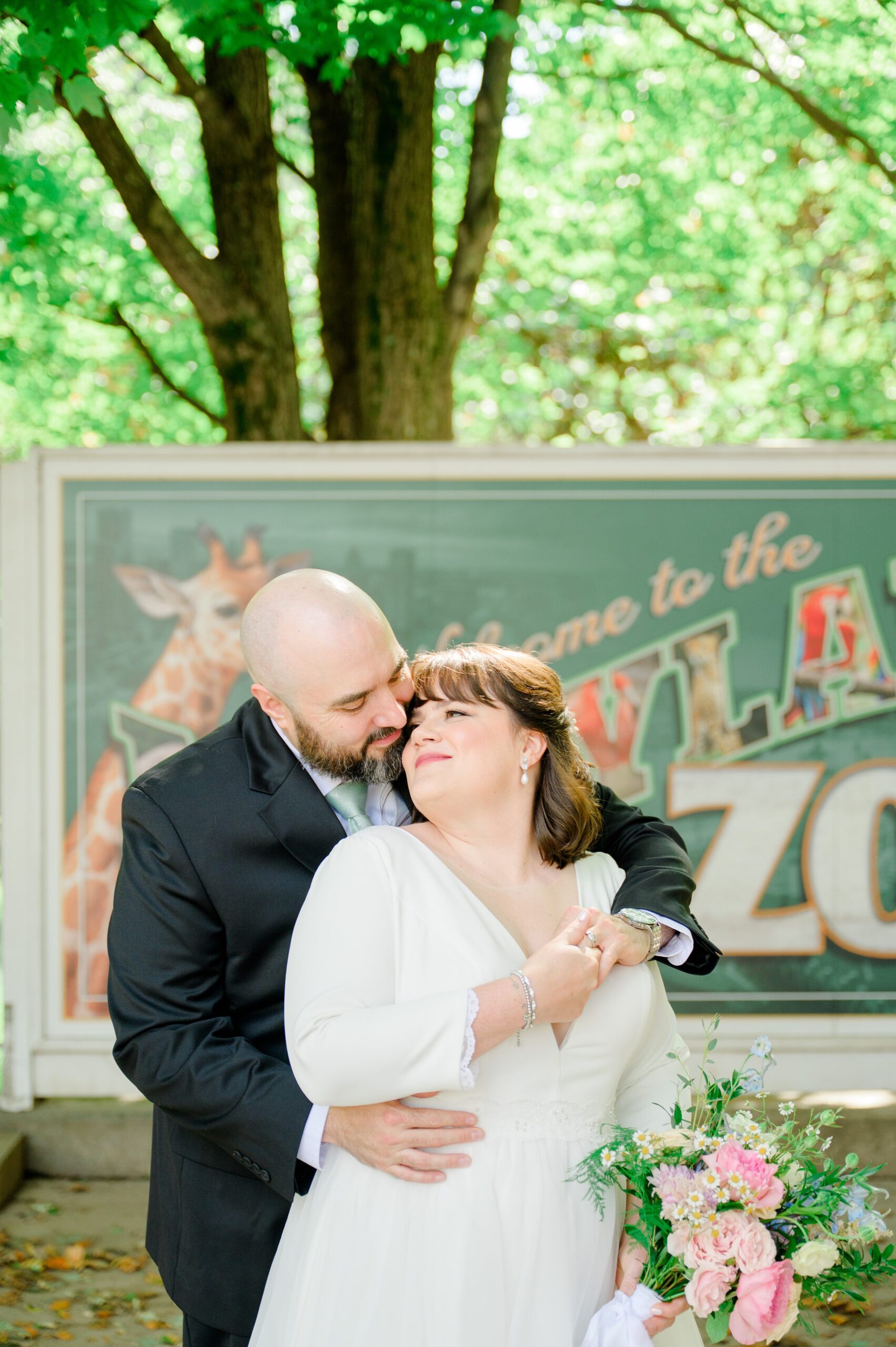 Bride and Groom portraits at Maryland Zoo wedding photographed by Baltimore Wedding Photographer Cait Kramer.
