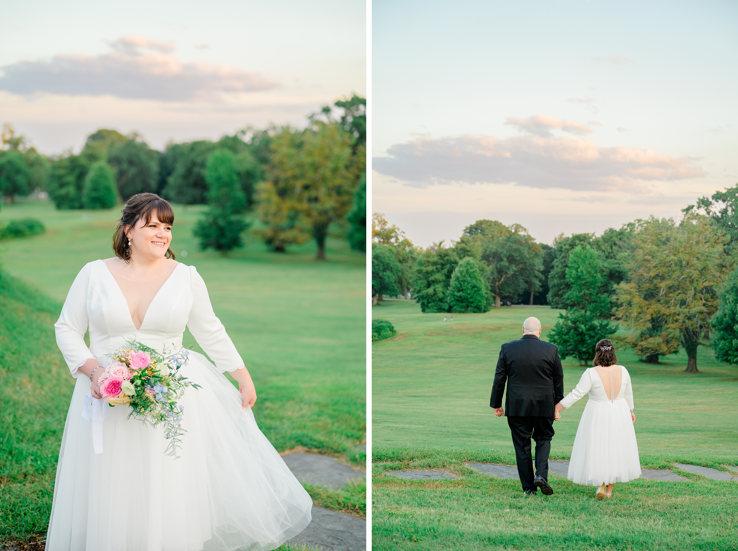 Golden hour newlywed portraits at the Maryland Zoo photographed by Baltimore Wedding Photographer Cait Kramer.