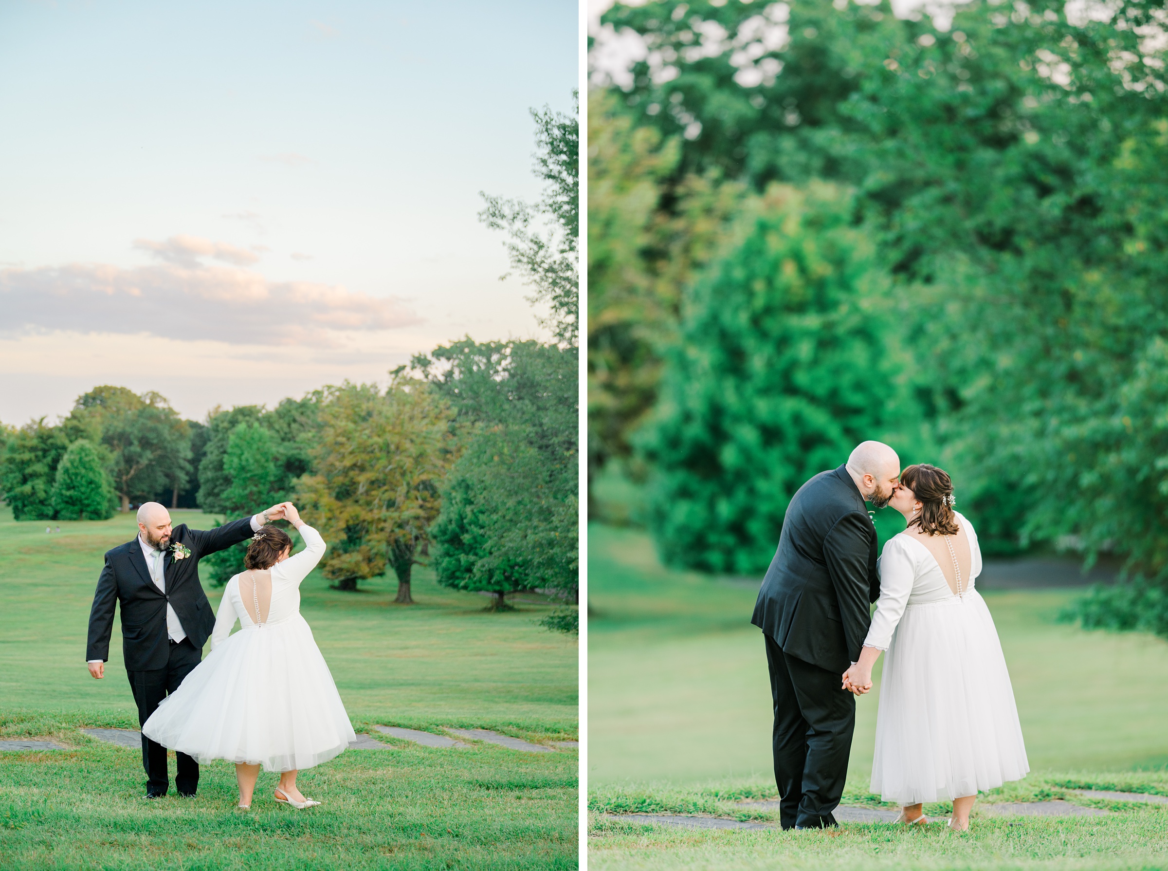 Golden hour newlywed portraits at the Maryland Zoo photographed by Baltimore Wedding Photographer Cait Kramer.