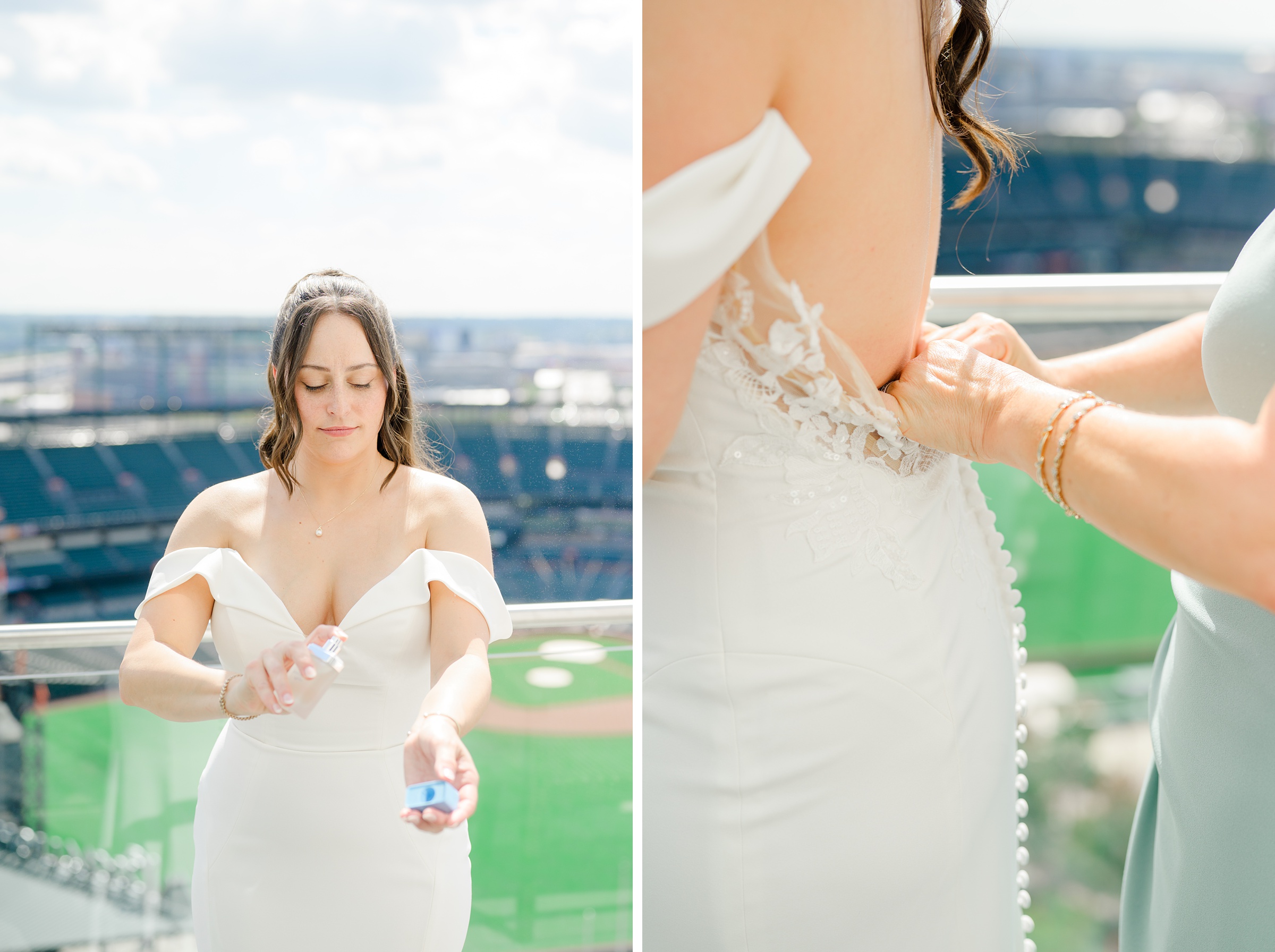 Bridal portraits at Oriole Park at Camden Yards Wedding photographed by Baltimore Wedding Photographer Cait Kramer.