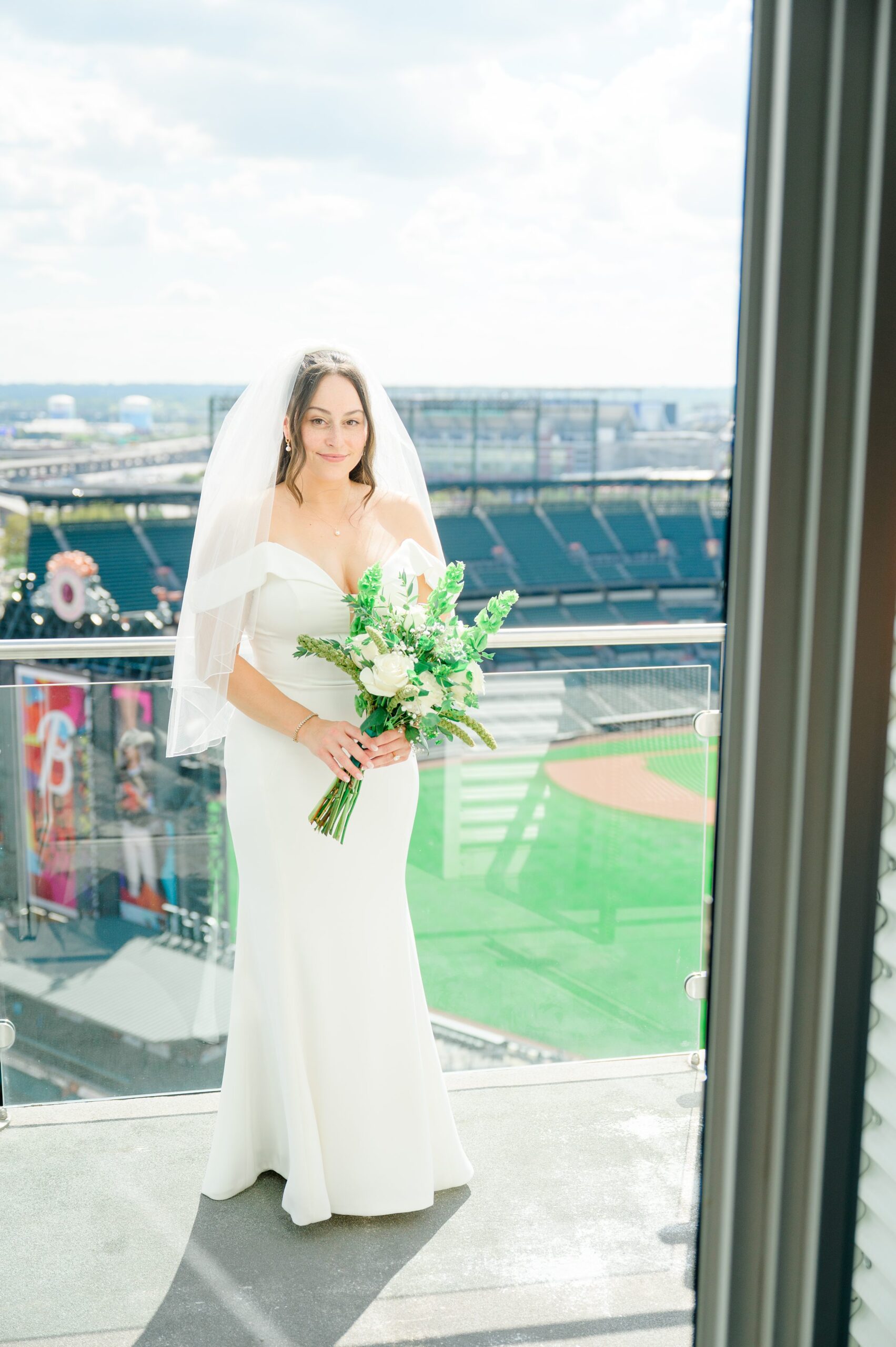 Bridal portraits at Oriole Park at Camden Yards Wedding photographed by Baltimore Wedding Photographer Cait Kramer.