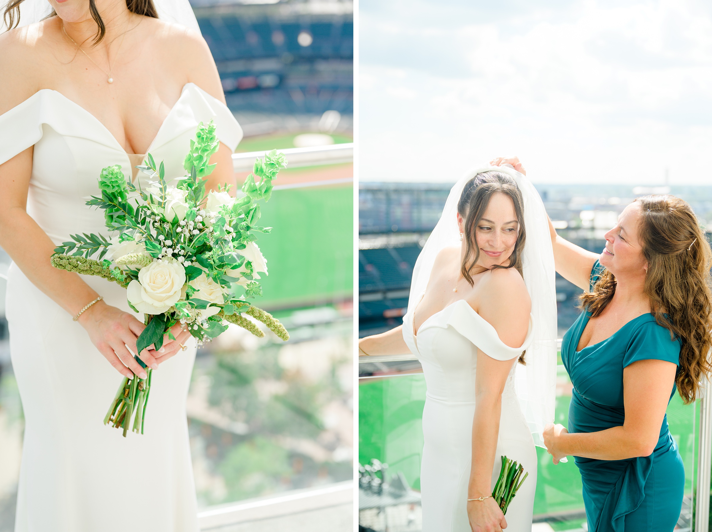 Bridal portraits at Oriole Park at Camden Yards Wedding photographed by Baltimore Wedding Photographer Cait Kramer.