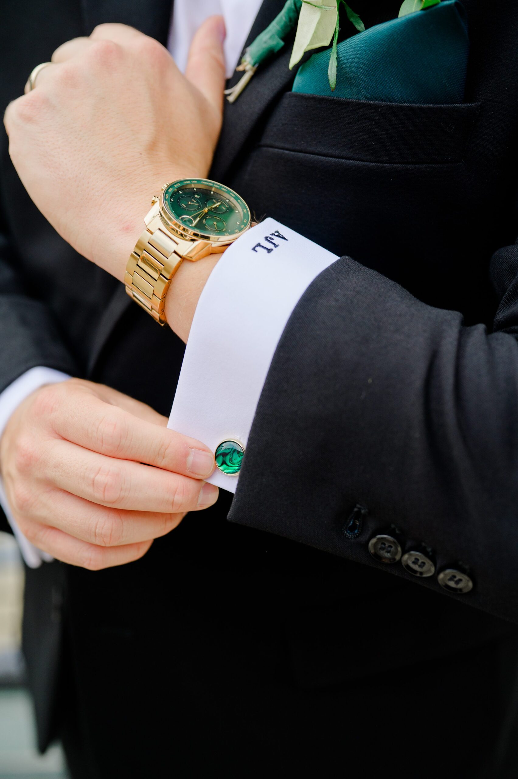 Groom getting ready at Oriole Park at Camden Yards Wedding photographed by Baltimore Wedding Photographer Cait Kramer.