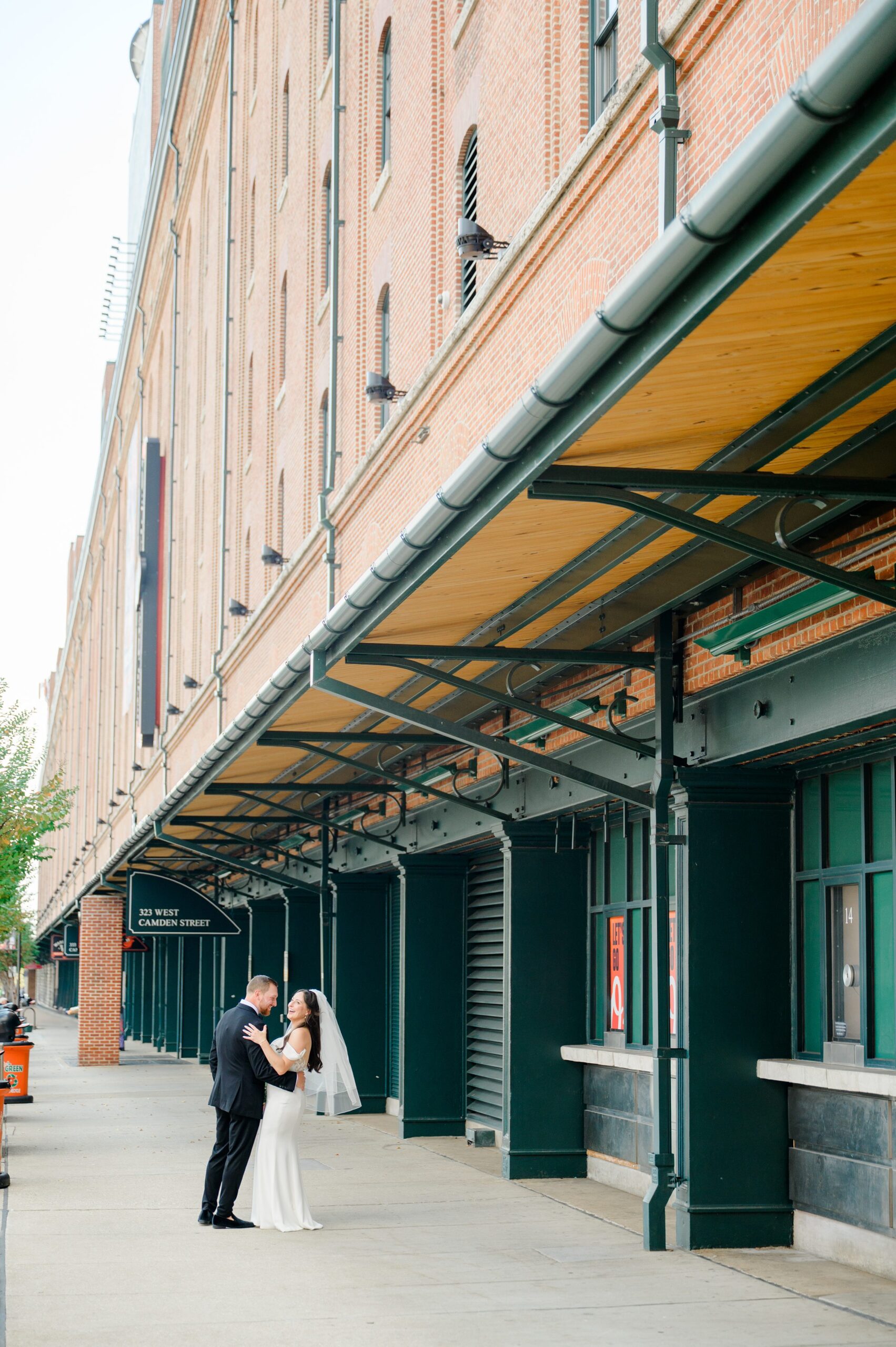 Bride and Groom portraits at Oriole Park at Camden Yards Wedding photographed by Baltimore Wedding Photographer Cait Kramer.