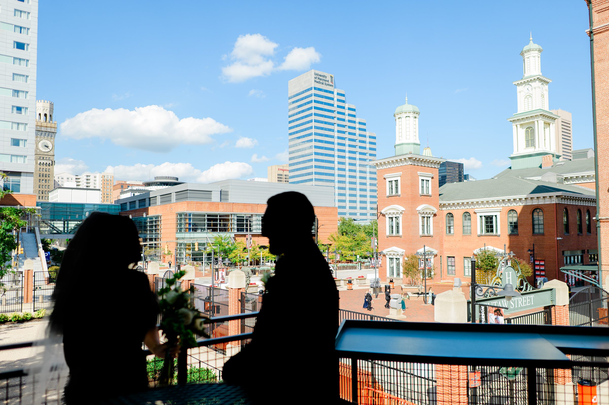 Bride and Groom portraits at Oriole Park at Camden Yards Wedding photographed by Baltimore Wedding Photographer Cait Kramer.