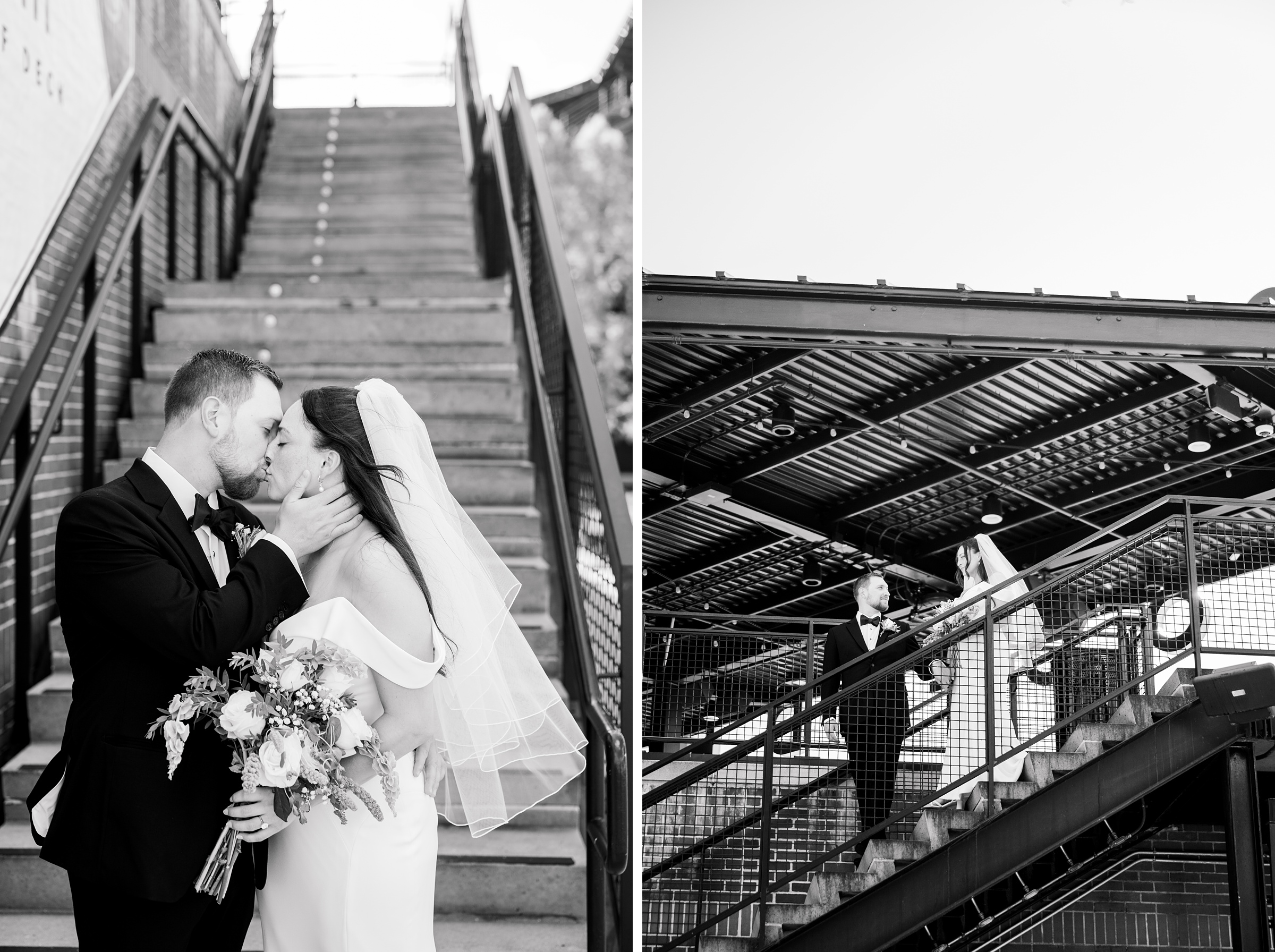 Bride and Groom portraits at Oriole Park at Camden Yards Wedding photographed by Baltimore Wedding Photographer Cait Kramer.