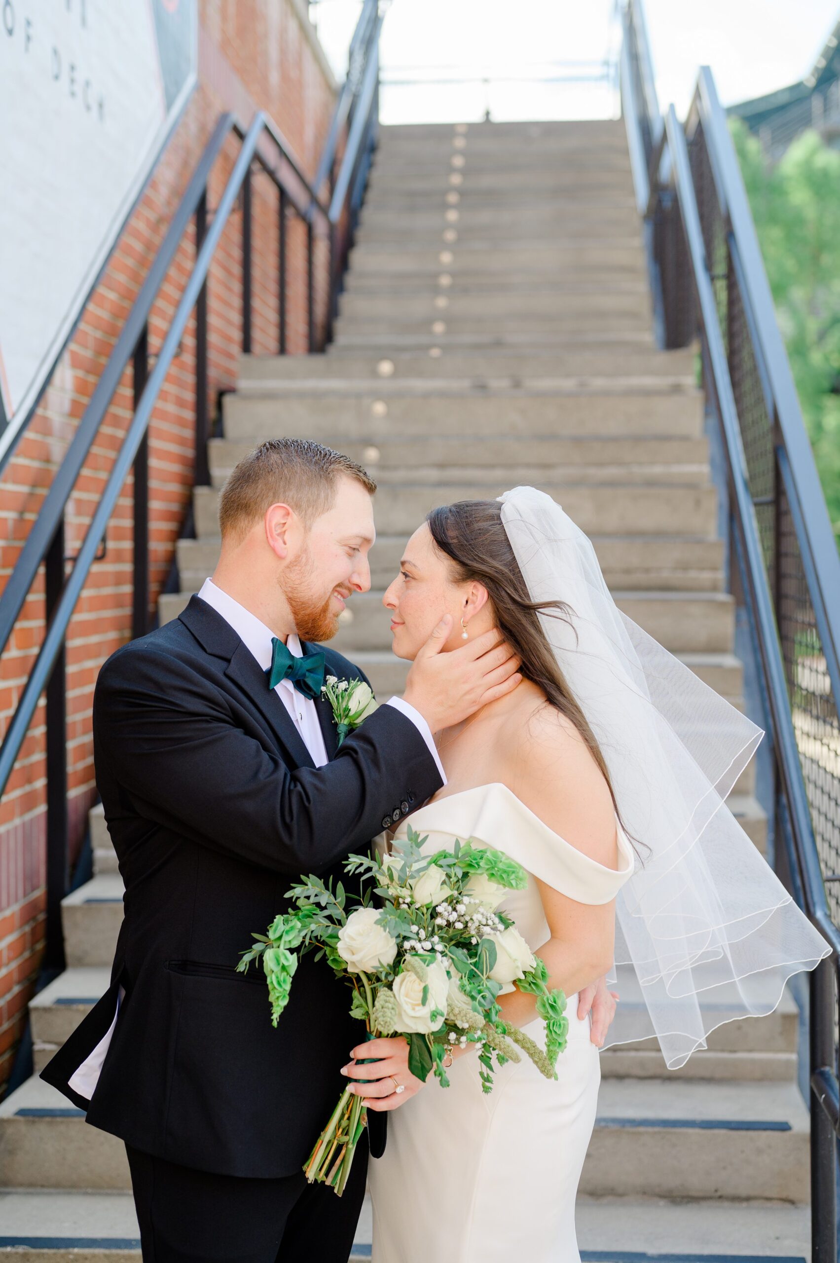 Bride and Groom portraits at Oriole Park at Camden Yards Wedding photographed by Baltimore Wedding Photographer Cait Kramer.