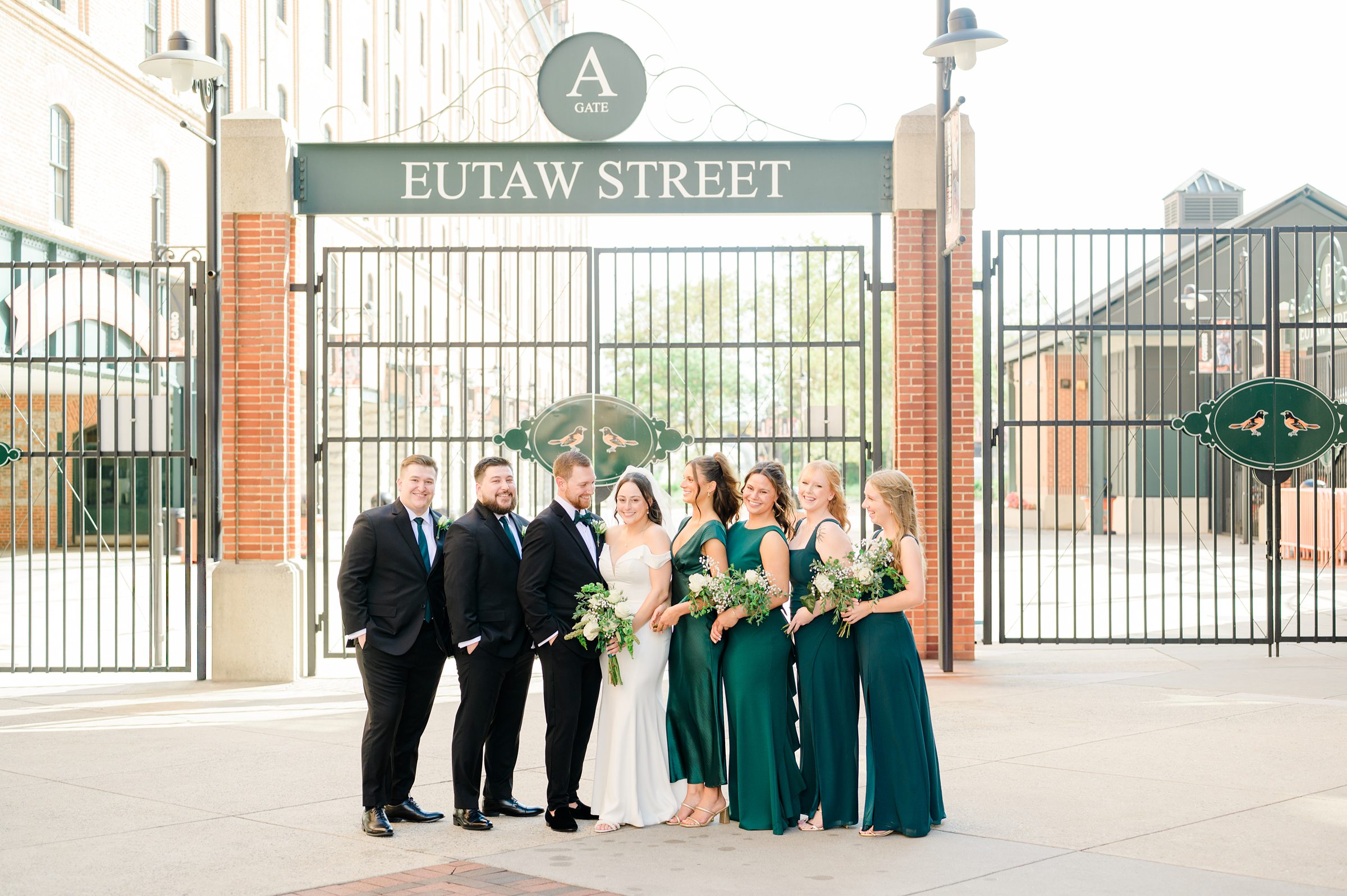 Wedding Party portraits at Oriole Park at Camden Yards Wedding photographed by Baltimore Wedding Photographer Cait Kramer.