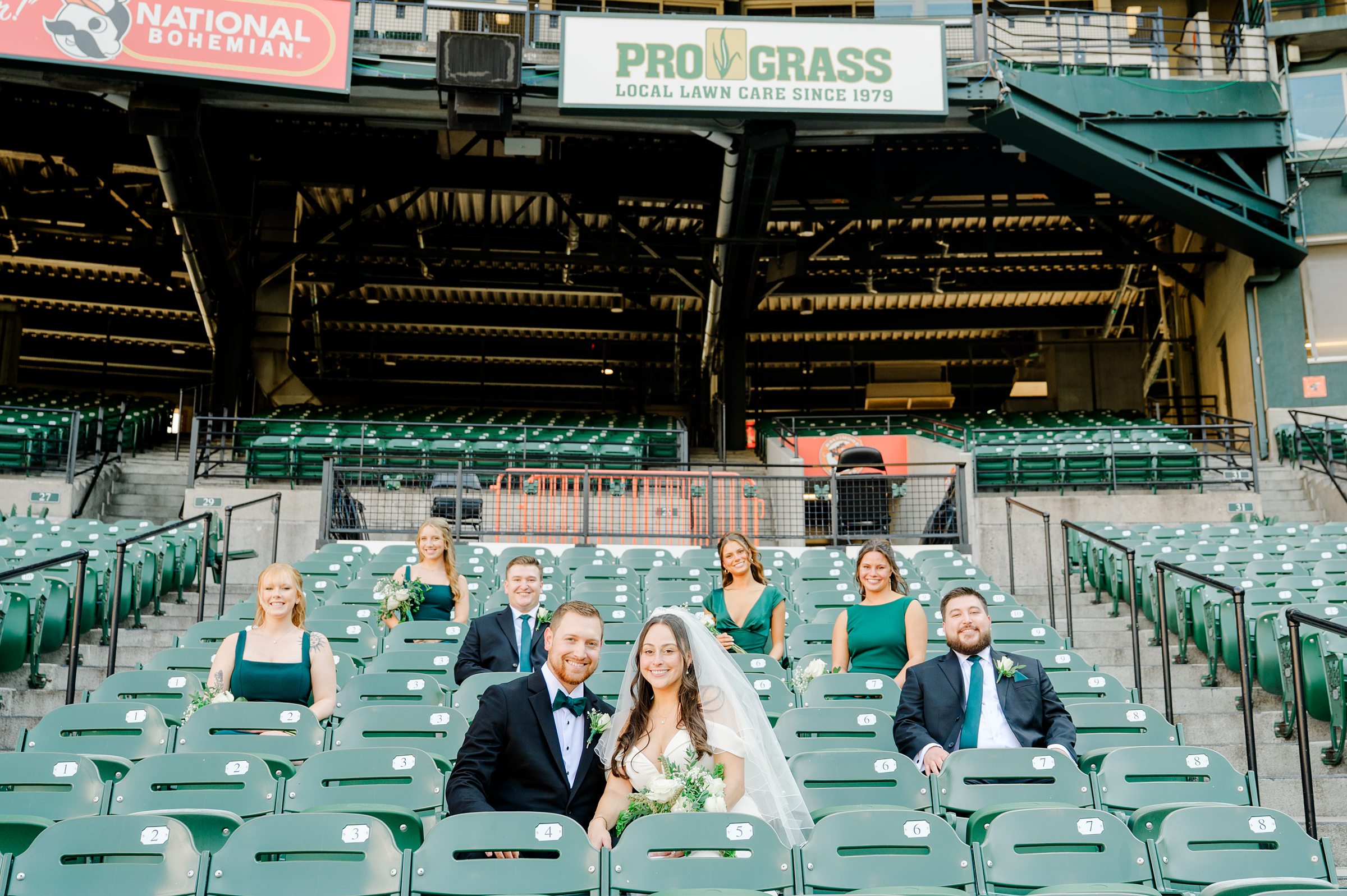 Wedding Party portraits at Oriole Park at Camden Yards Wedding photographed by Baltimore Wedding Photographer Cait Kramer.