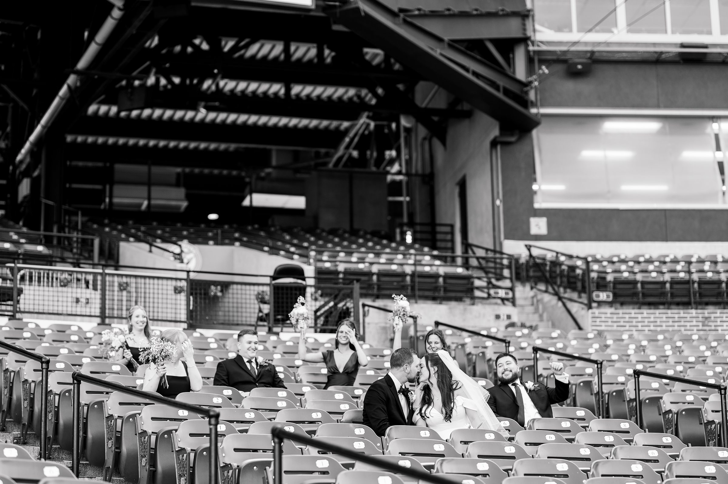 Wedding Party portraits at Oriole Park at Camden Yards Wedding photographed by Baltimore Wedding Photographer Cait Kramer.