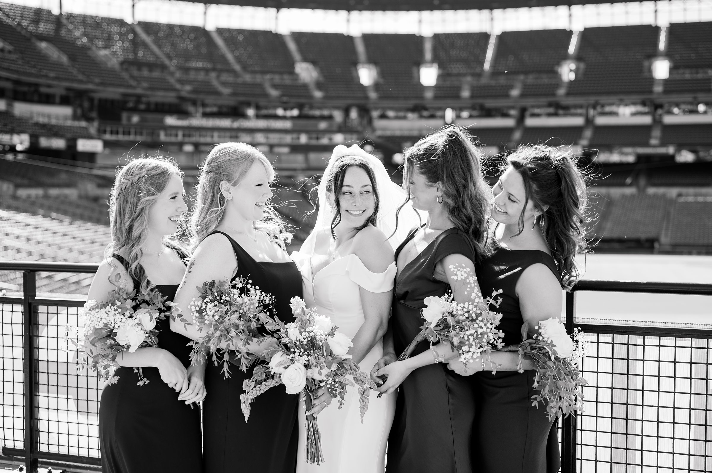 Wedding Party portraits at Oriole Park at Camden Yards Wedding photographed by Baltimore Wedding Photographer Cait Kramer.
