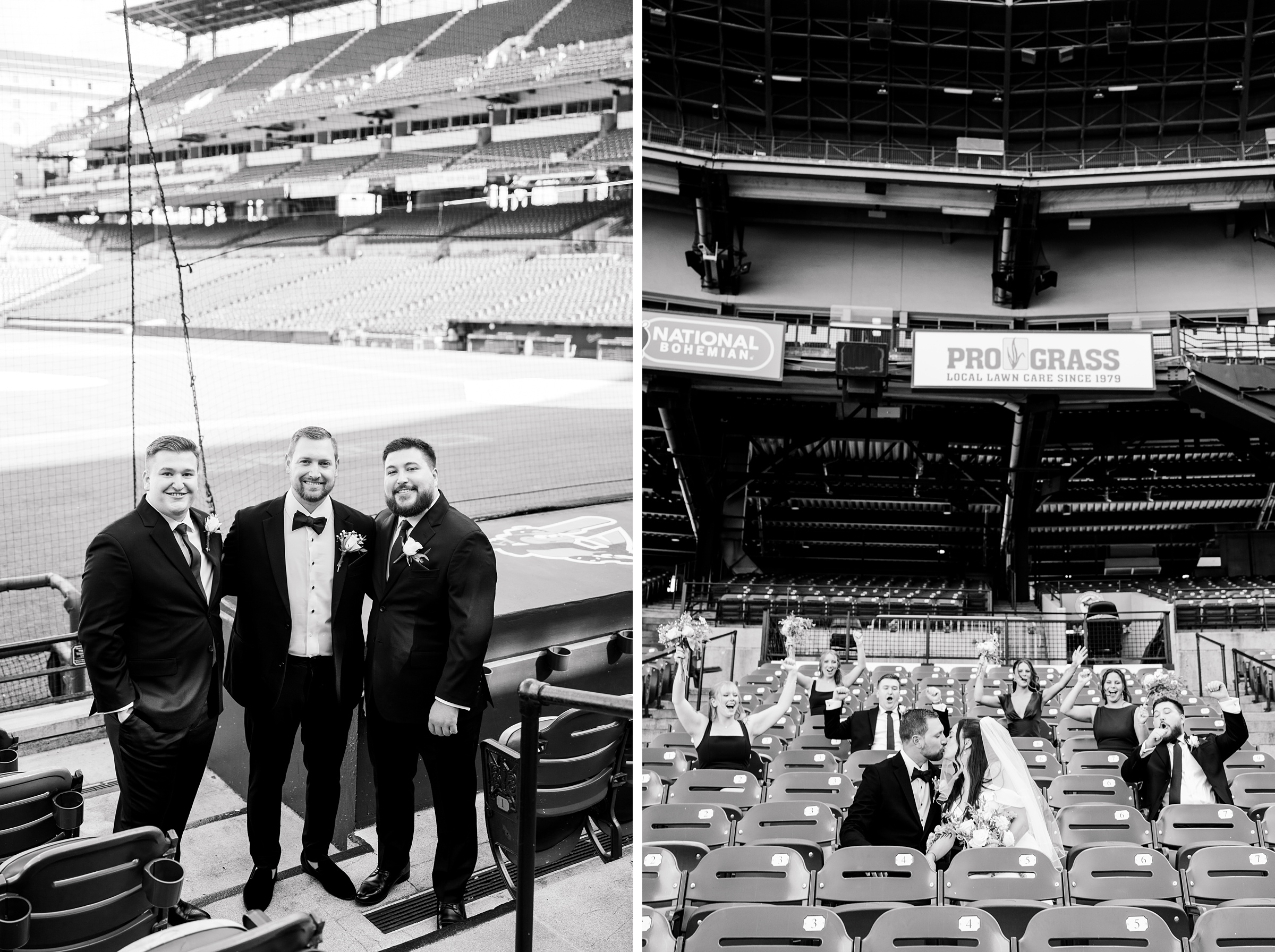 Wedding Party portraits at Oriole Park at Camden Yards Wedding photographed by Baltimore Wedding Photographer Cait Kramer.