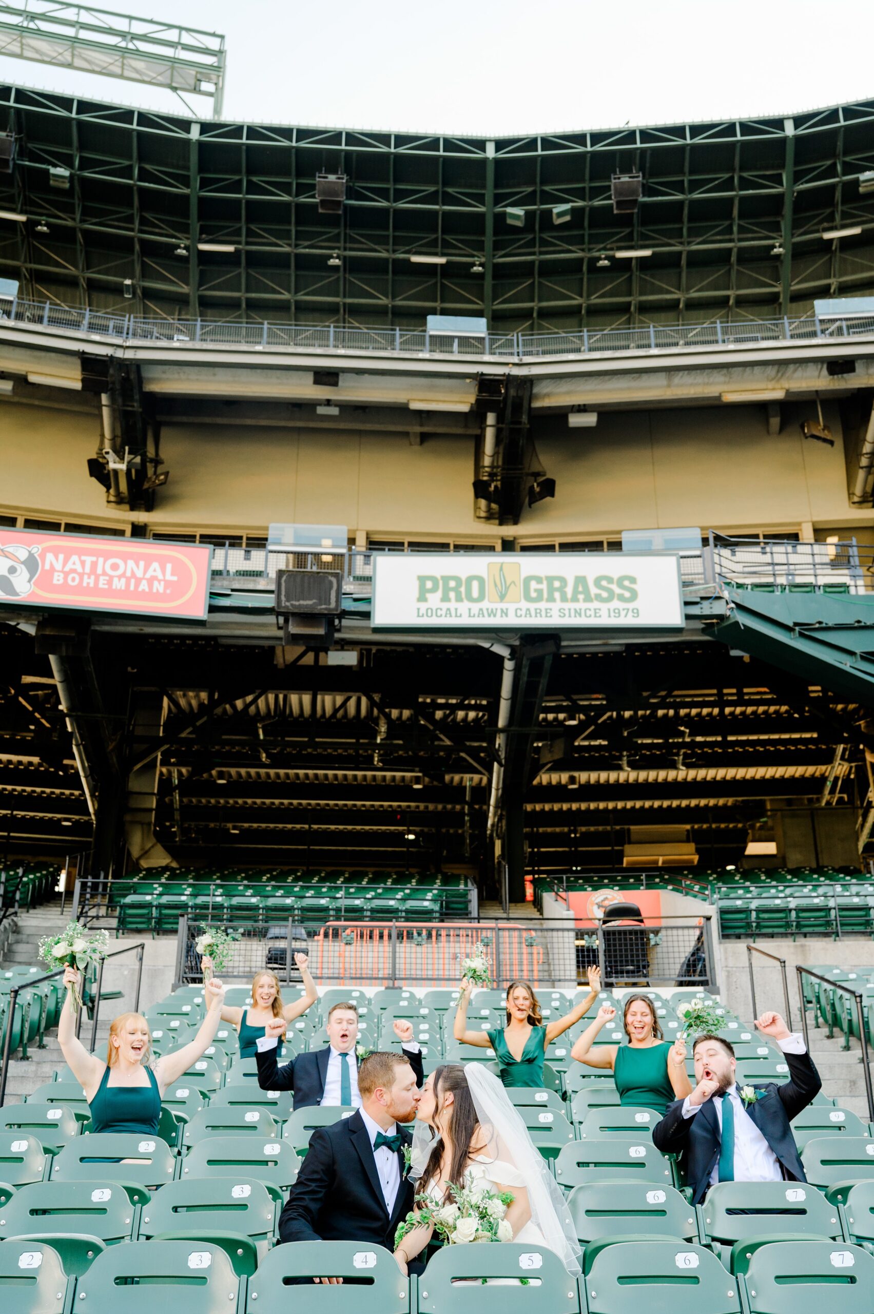 Wedding Party portraits at Oriole Park at Camden Yards Wedding photographed by Baltimore Wedding Photographer Cait Kramer.