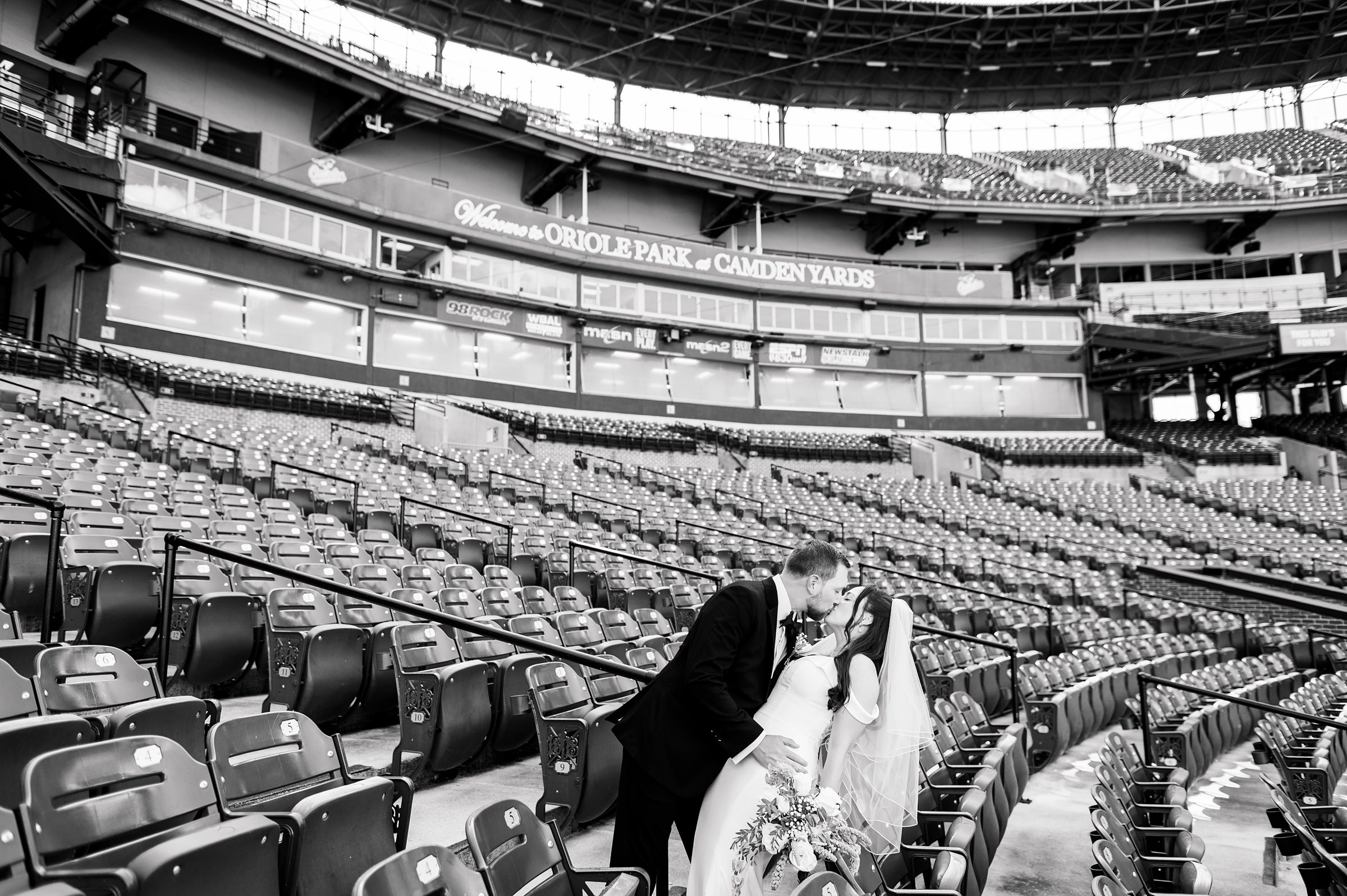 Wedding Party portraits at Oriole Park at Camden Yards Wedding photographed by Baltimore Wedding Photographer Cait Kramer.