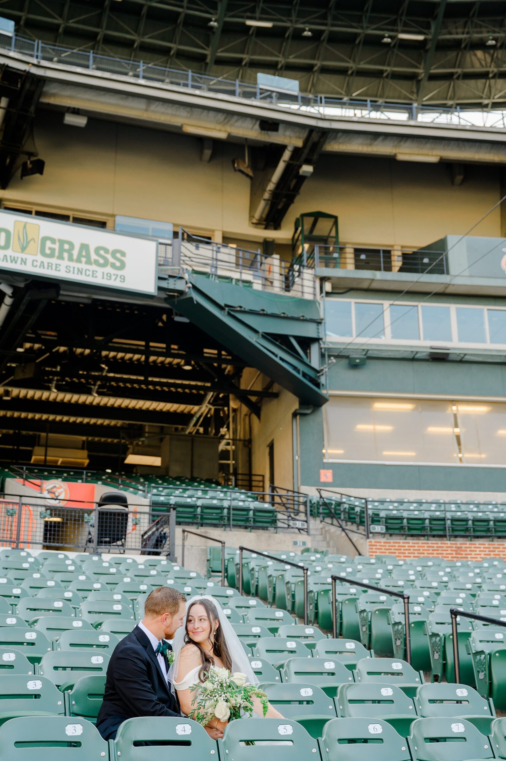 Wedding Party portraits at Oriole Park at Camden Yards Wedding photographed by Baltimore Wedding Photographer Cait Kramer.
