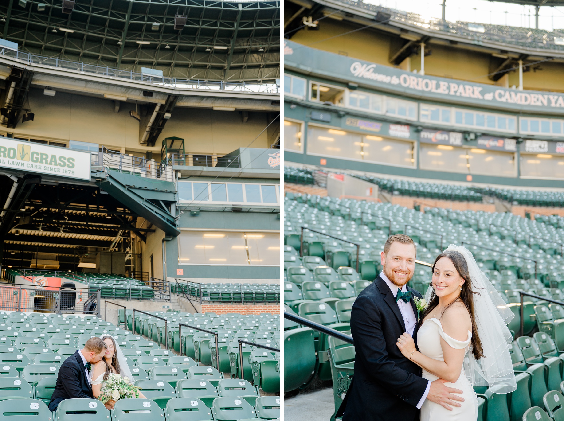 Wedding Party portraits at Oriole Park at Camden Yards Wedding photographed by Baltimore Wedding Photographer Cait Kramer.
