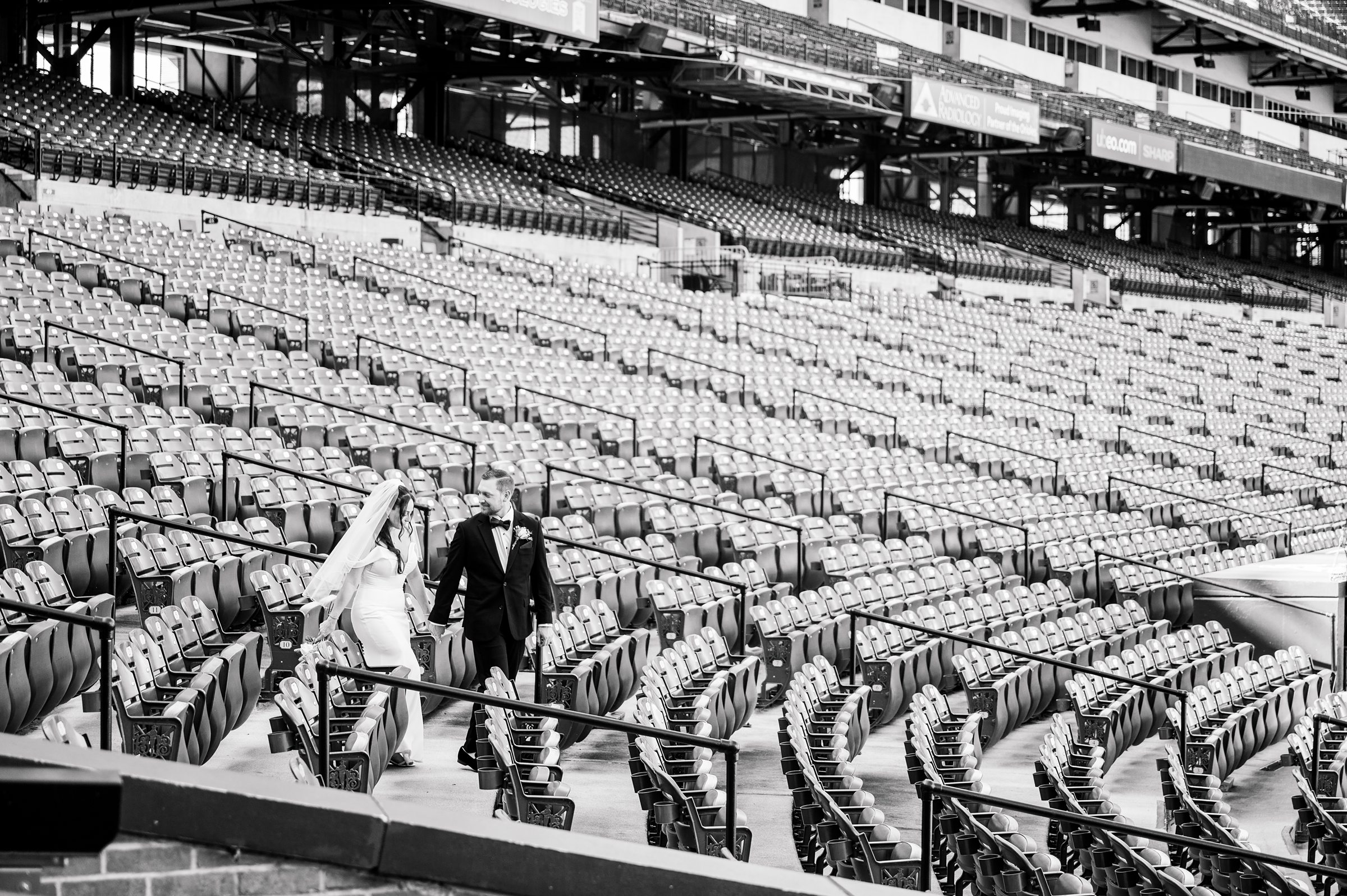 Wedding Party portraits at Oriole Park at Camden Yards Wedding photographed by Baltimore Wedding Photographer Cait Kramer.