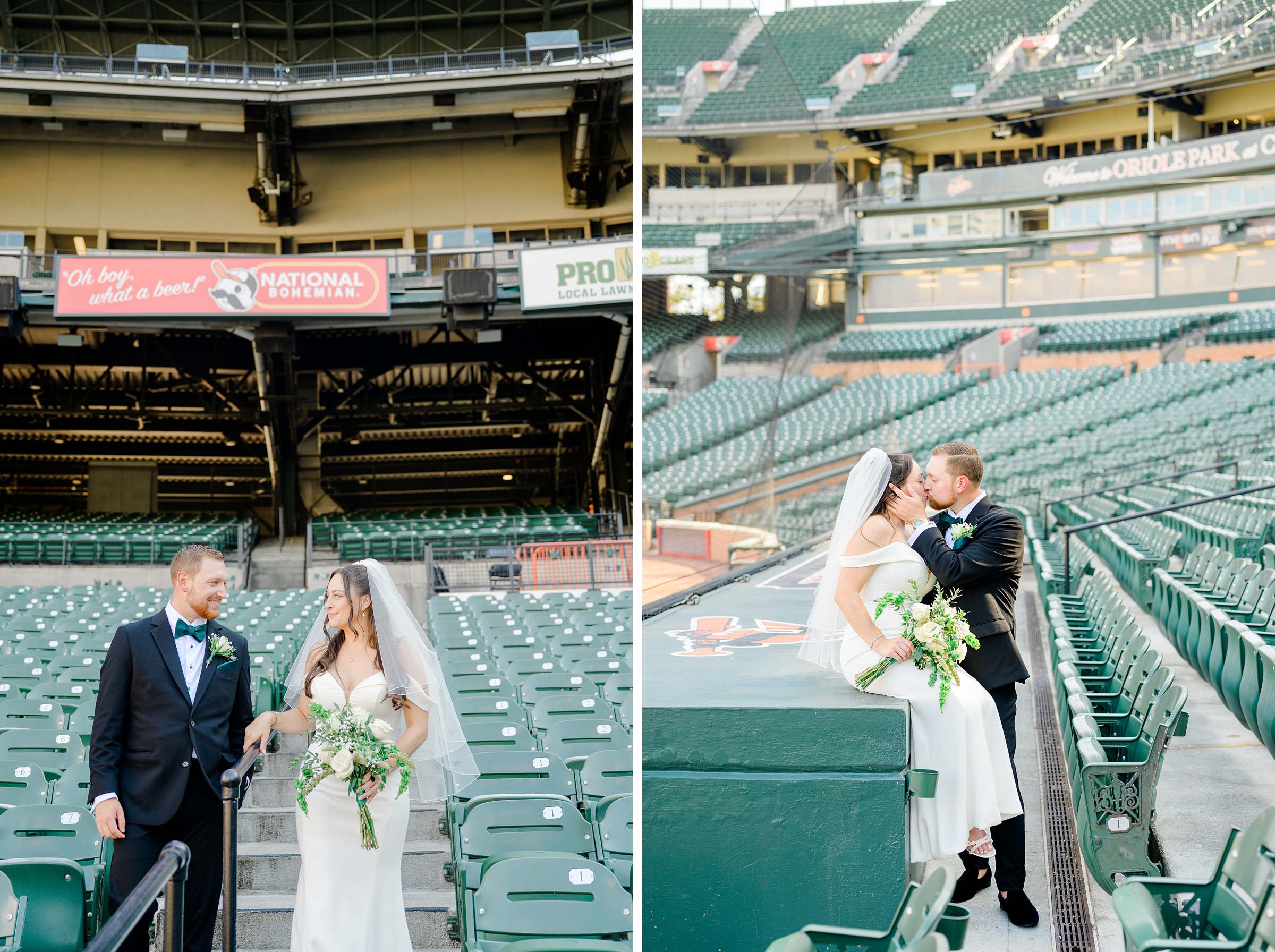 Wedding Party portraits at Oriole Park at Camden Yards Wedding photographed by Baltimore Wedding Photographer Cait Kramer.