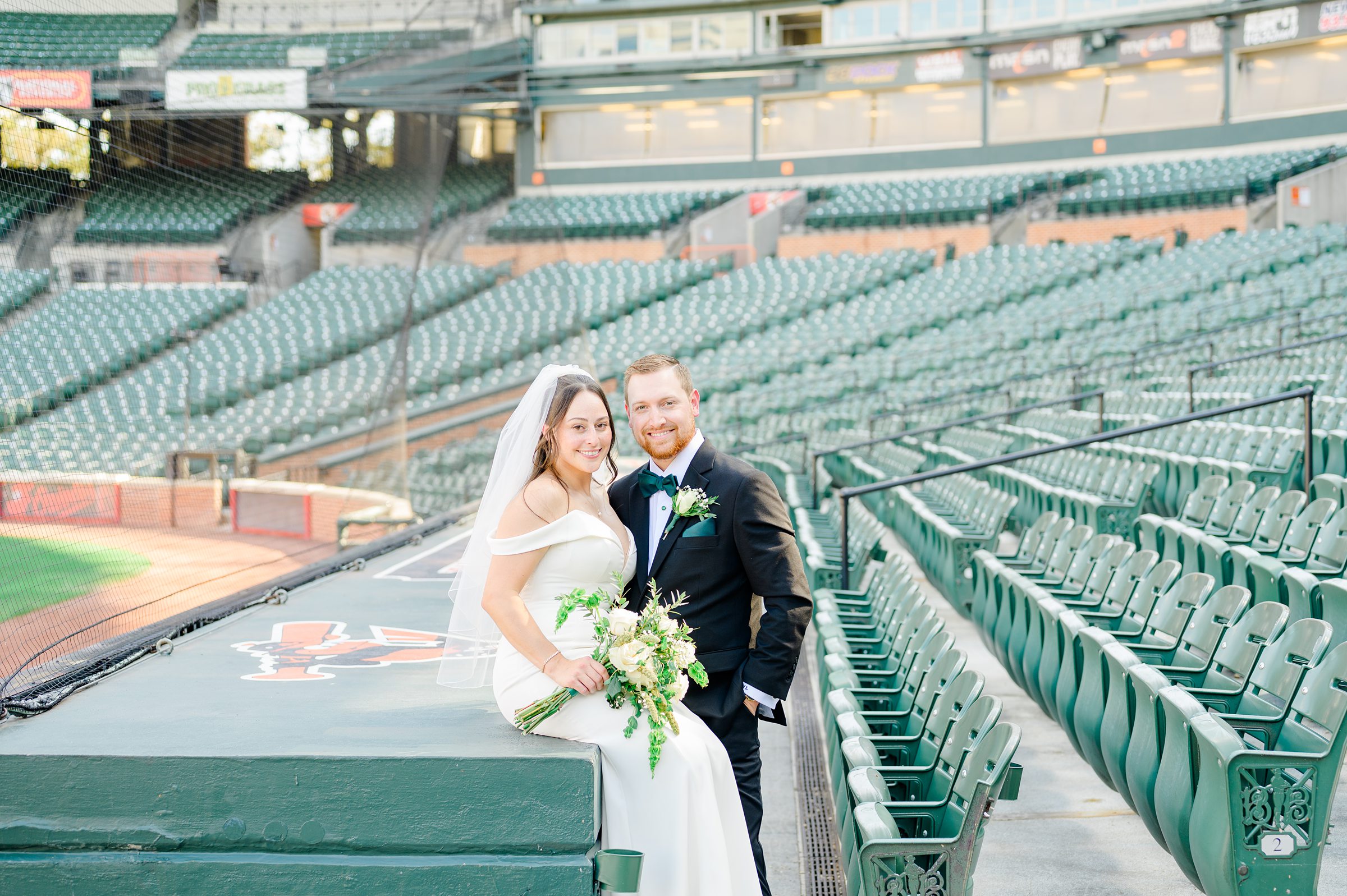 Wedding Party portraits at Oriole Park at Camden Yards Wedding photographed by Baltimore Wedding Photographer Cait Kramer.