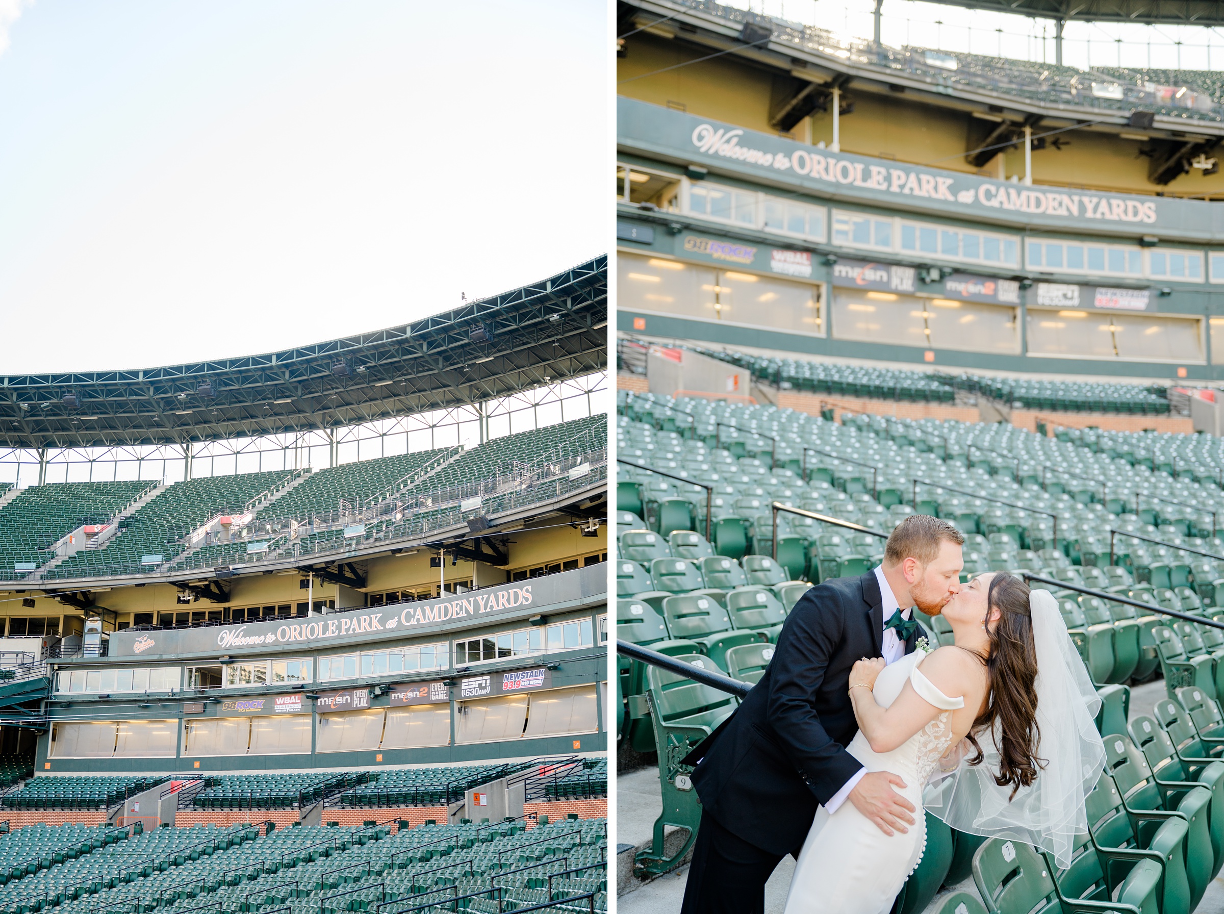 Wedding Party portraits at Oriole Park at Camden Yards Wedding photographed by Baltimore Wedding Photographer Cait Kramer.