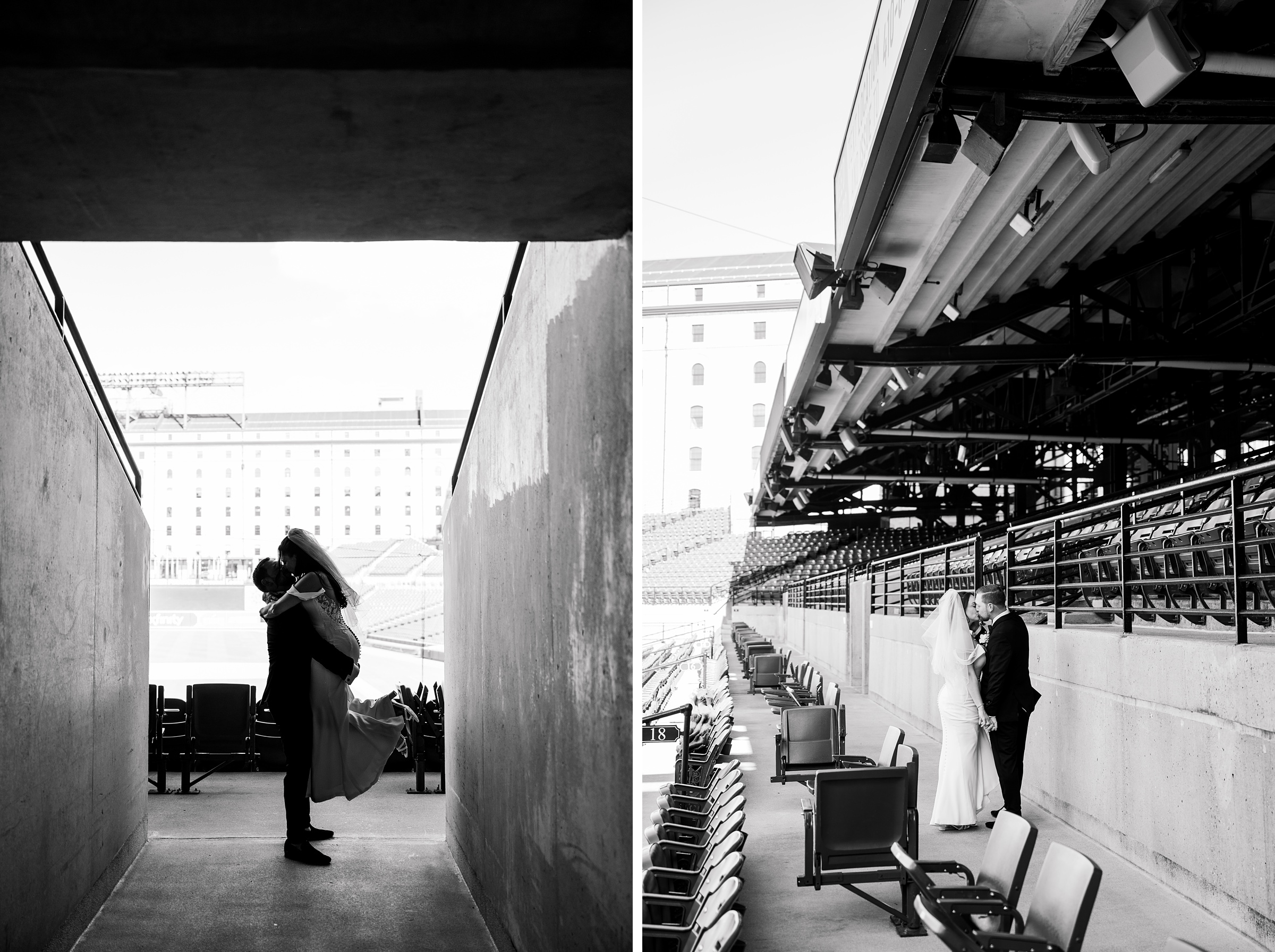 Wedding Party portraits at Oriole Park at Camden Yards Wedding photographed by Baltimore Wedding Photographer Cait Kramer.