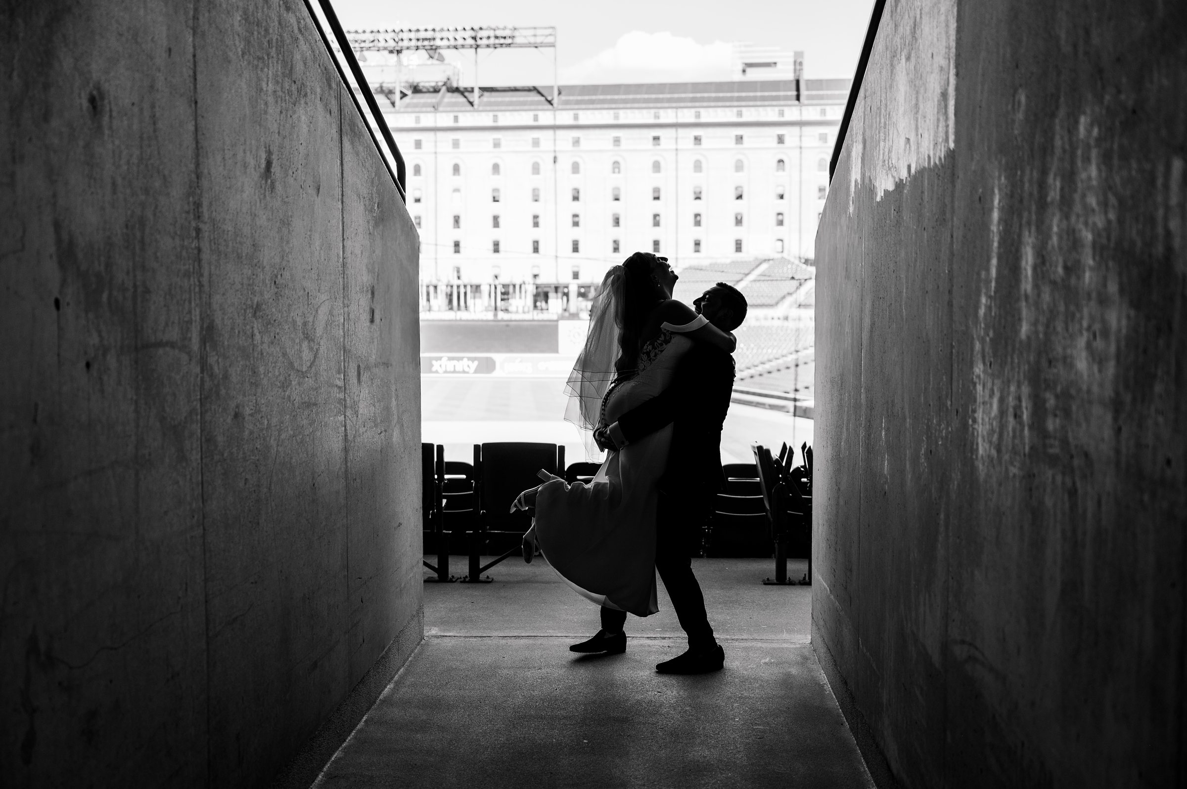 Wedding Party portraits at Oriole Park at Camden Yards Wedding photographed by Baltimore Wedding Photographer Cait Kramer.