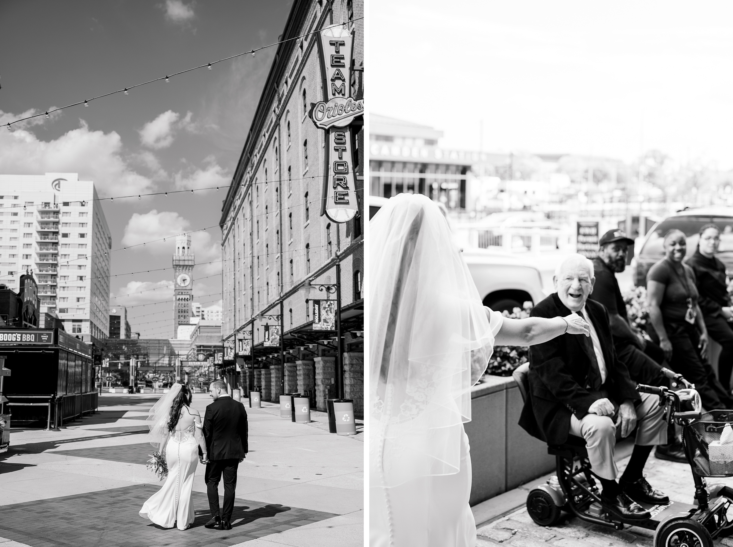 Wedding Party portraits at Oriole Park at Camden Yards Wedding photographed by Baltimore Wedding Photographer Cait Kramer.