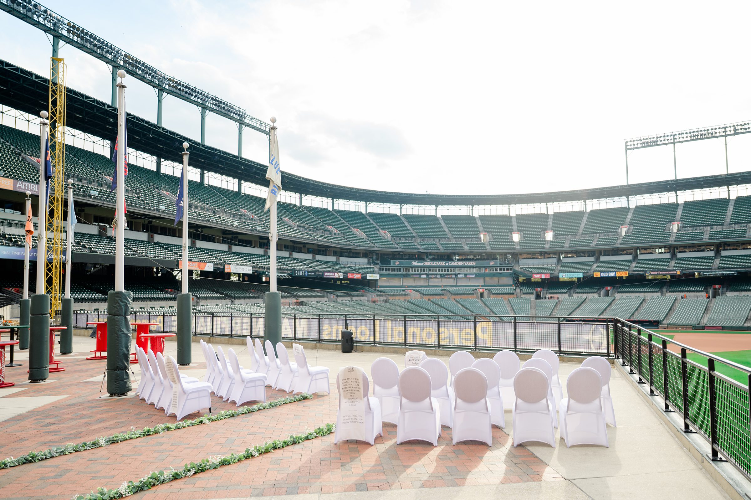 Wedding Ceremony at Oriole Park at Camden Yards photographed by Baltimore Wedding Photographer Cait Kramer.