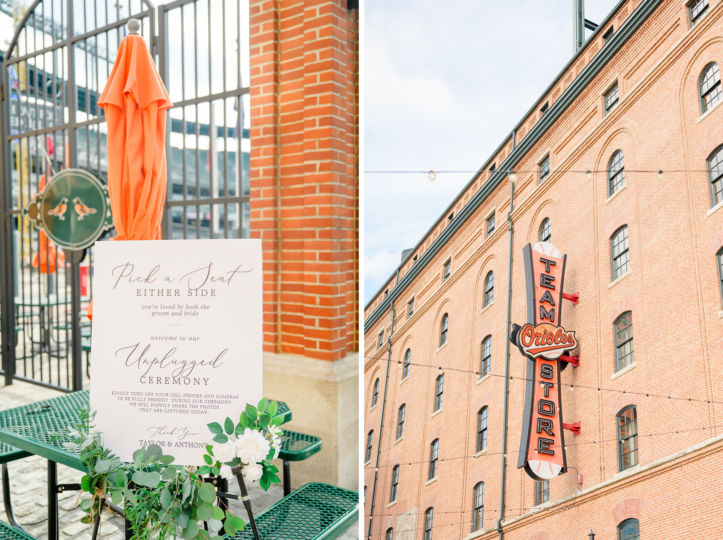 Wedding Ceremony at Oriole Park at Camden Yards photographed by Baltimore Wedding Photographer Cait Kramer.