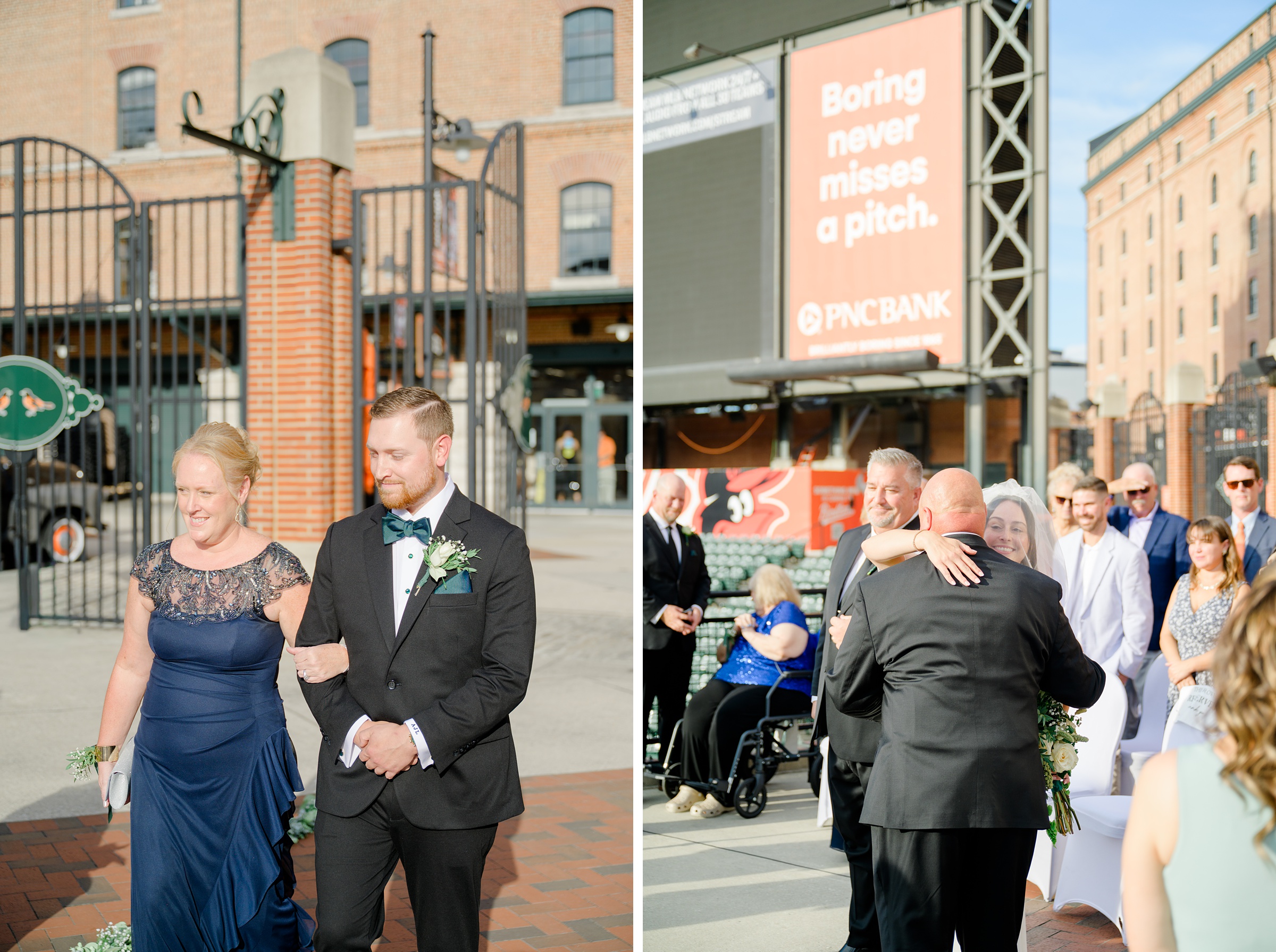 Wedding Ceremony at Oriole Park at Camden Yards photographed by Baltimore Wedding Photographer Cait Kramer.