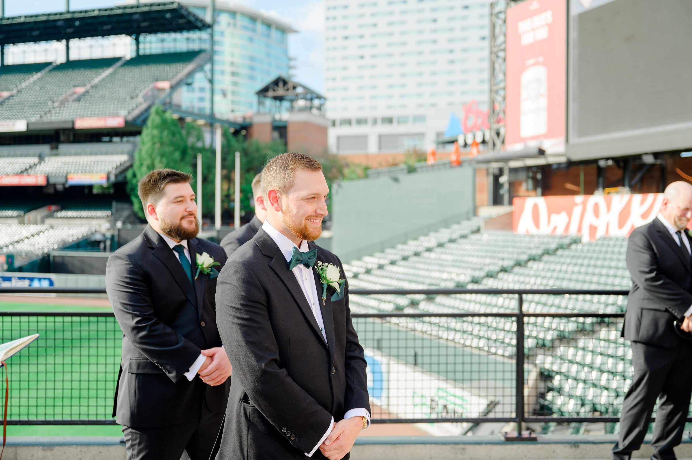 Wedding Ceremony at Oriole Park at Camden Yards photographed by Baltimore Wedding Photographer Cait Kramer.