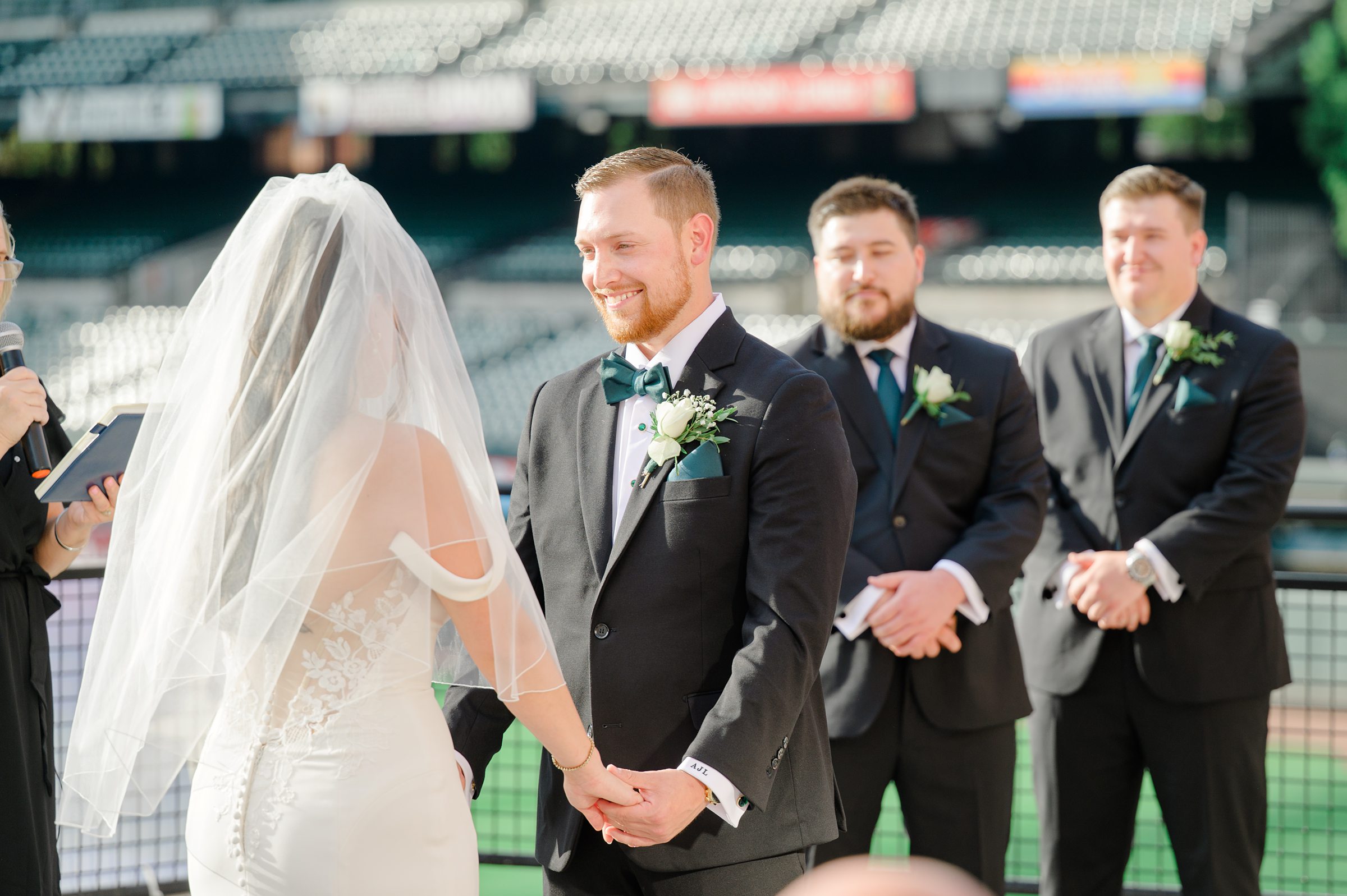 Wedding Ceremony at Oriole Park at Camden Yards photographed by Baltimore Wedding Photographer Cait Kramer.