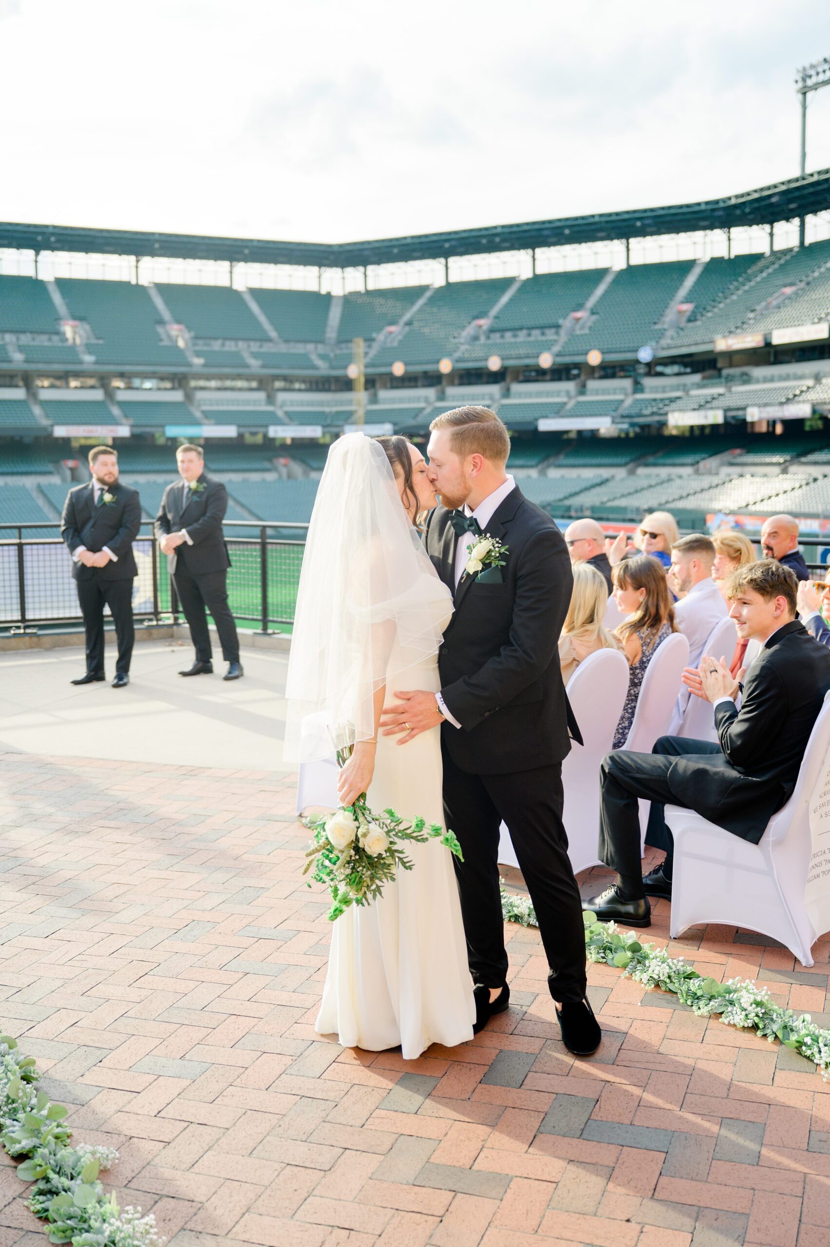 Wedding Ceremony at Oriole Park at Camden Yards photographed by Baltimore Wedding Photographer Cait Kramer.