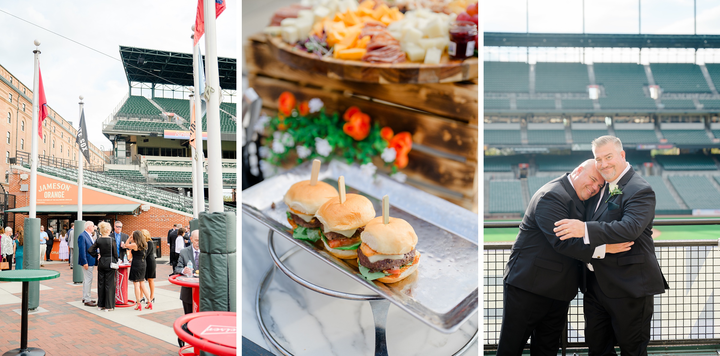 Cocktail Hour at Oriole Park at Camden Yards Wedding photographed by Baltimore Wedding Photographer Cait Kramer.
