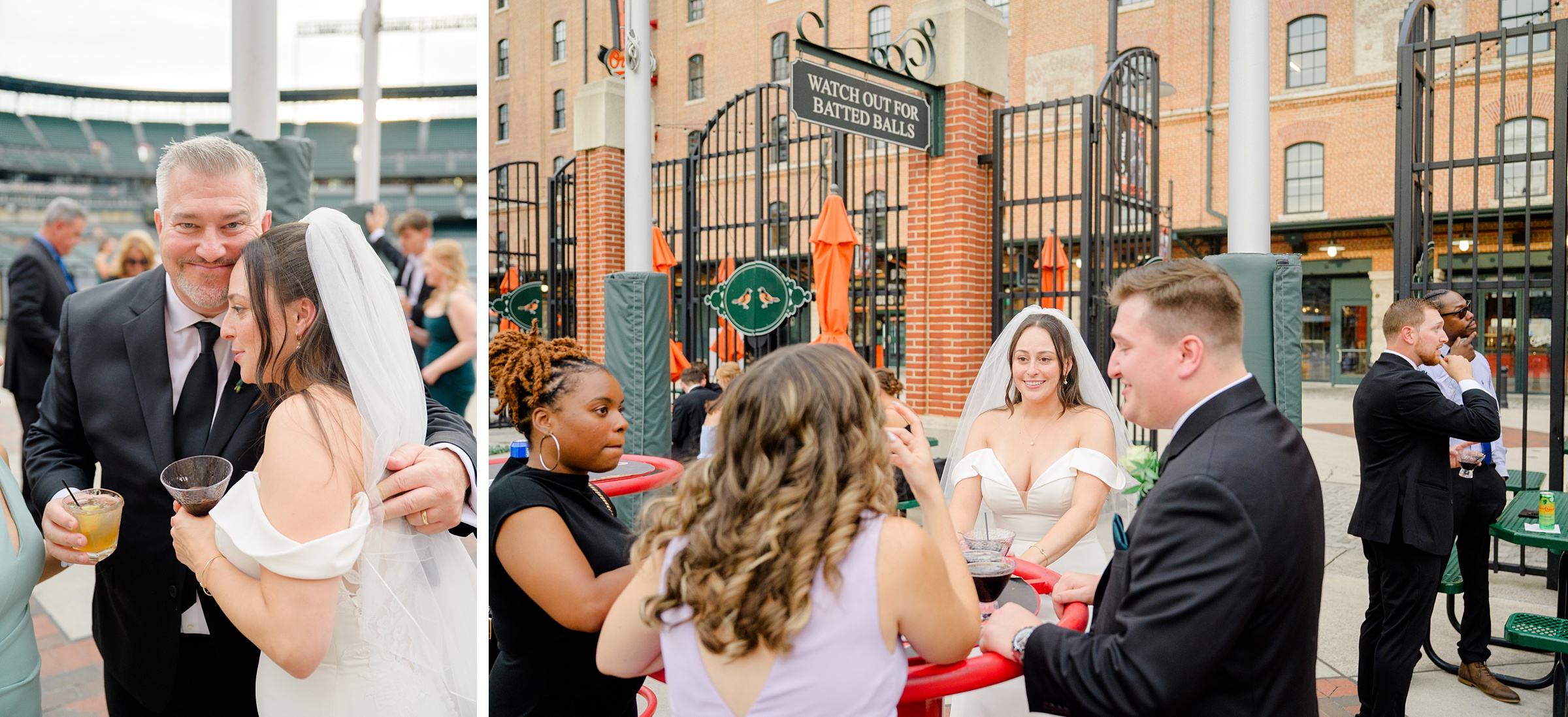 Cocktail Hour at Oriole Park at Camden Yards Wedding photographed by Baltimore Wedding Photographer Cait Kramer.