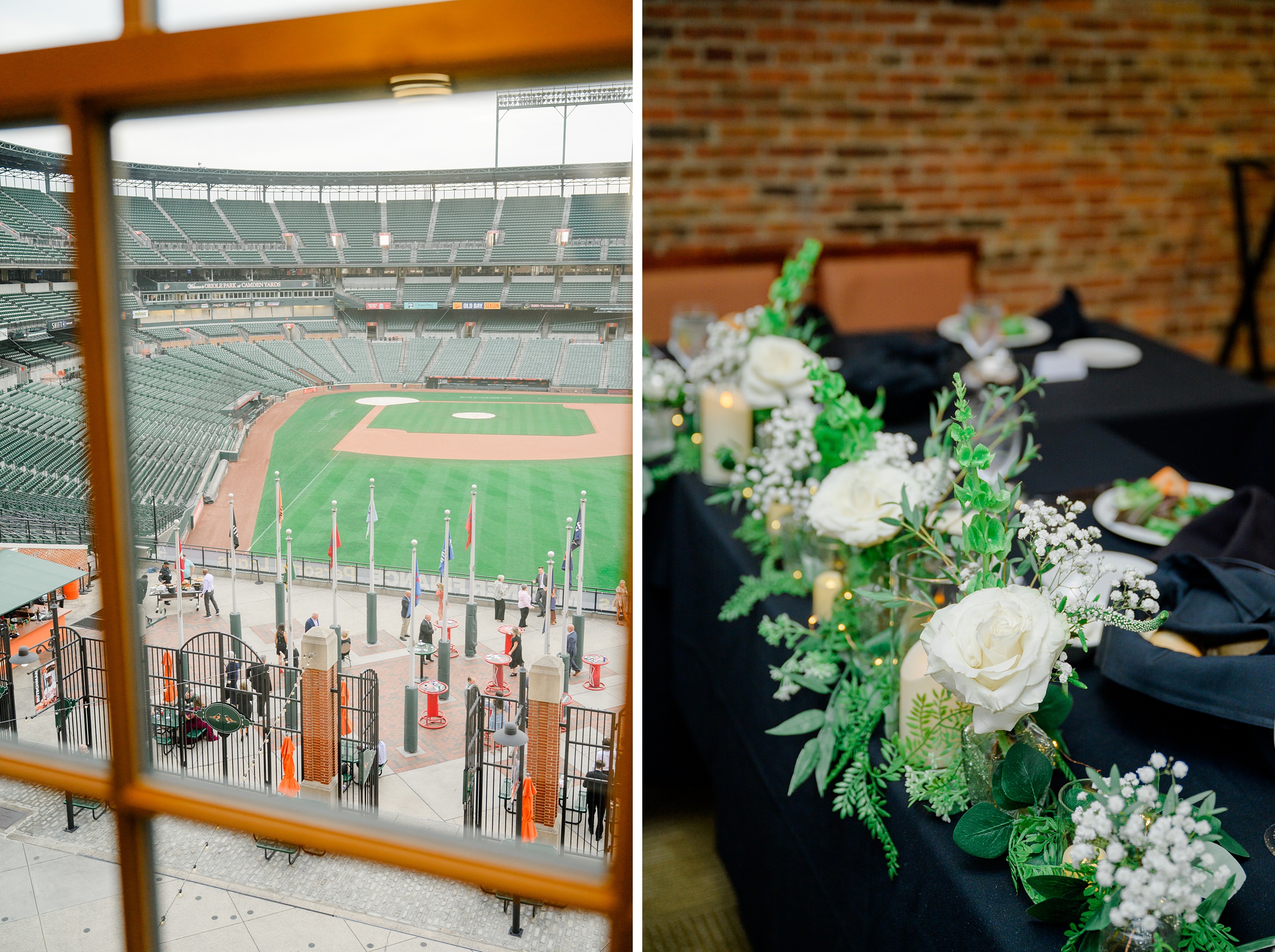 Cocktail Hour at Oriole Park at Camden Yards Wedding photographed by Baltimore Wedding Photographer Cait Kramer.